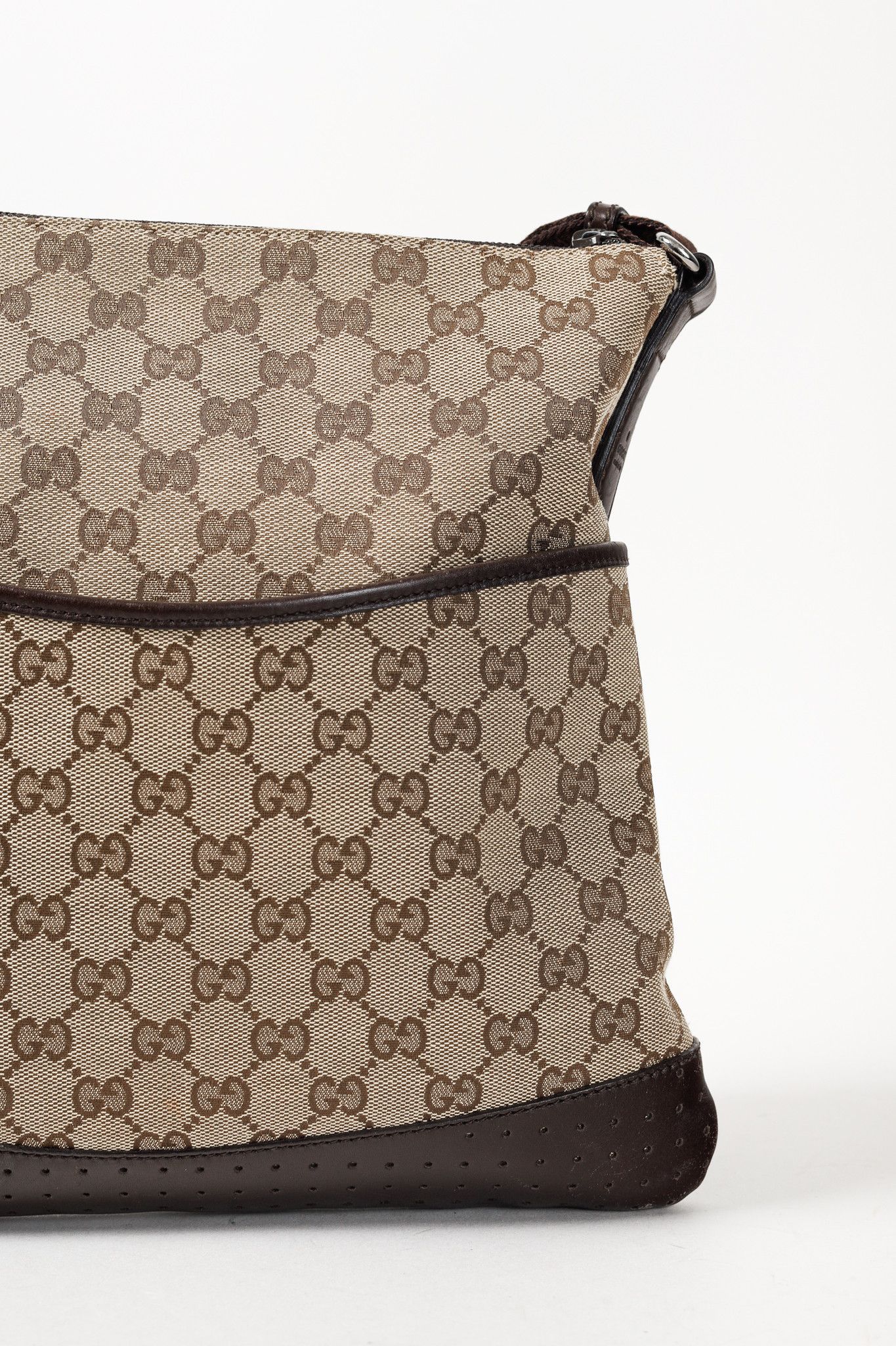 Gucci Gucci GG Monogram Canvas Brown Leather Trim Messenger Bag Size ONE SIZE - 8 Thumbnail