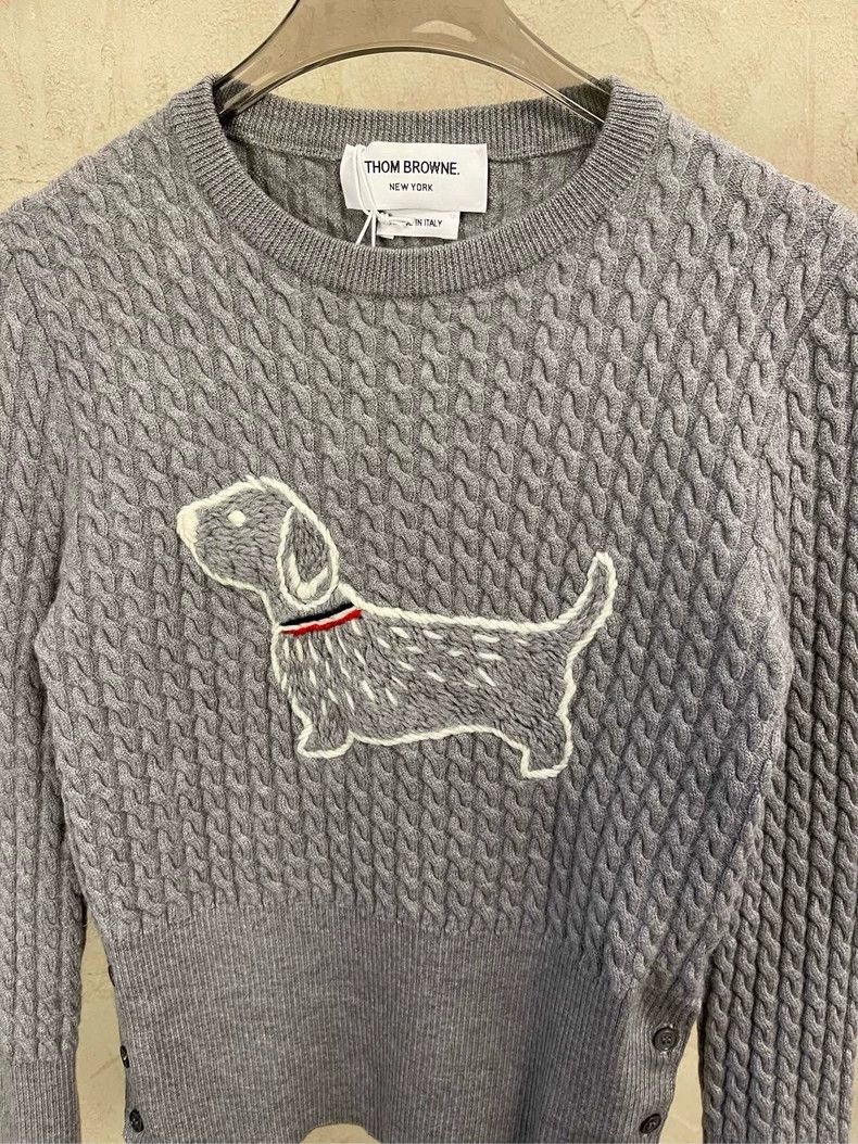 Thom Browne Thom browne Gray embroidered puppy show round-neck sweater Size S / US 4 / IT 40 - 4 Thumbnail