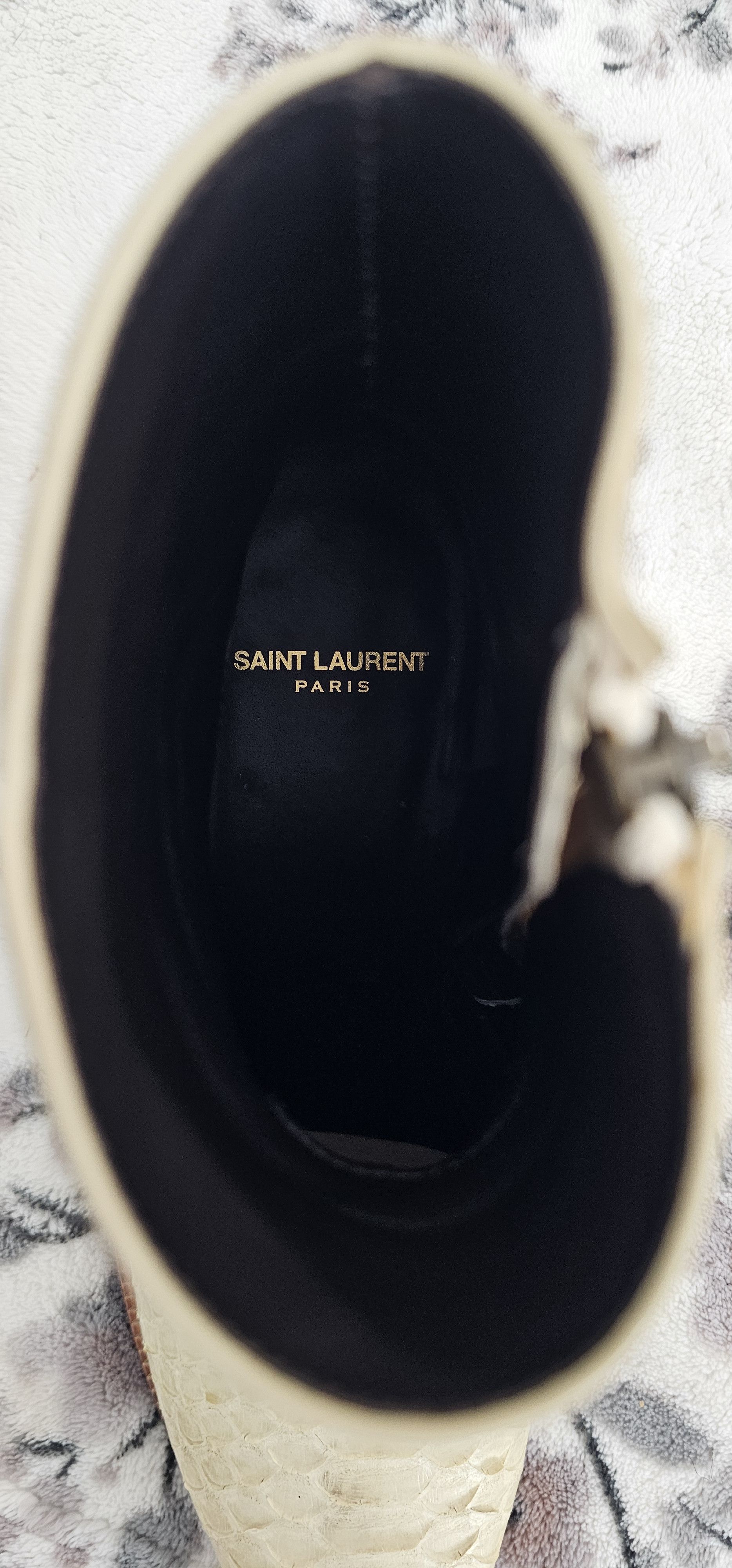 Saint Laurent Paris Lukas Python Boots in Cream Size US 8 / EU 41 - 13 Thumbnail