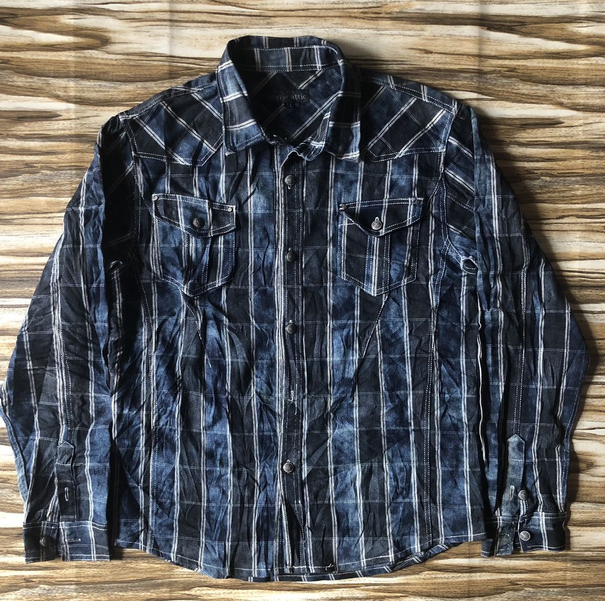 In The Attic B/D shirt Patchwork shadow plaid blue black kapital lgb Size US L / EU 52-54 / 3 - 1 Thumbnail