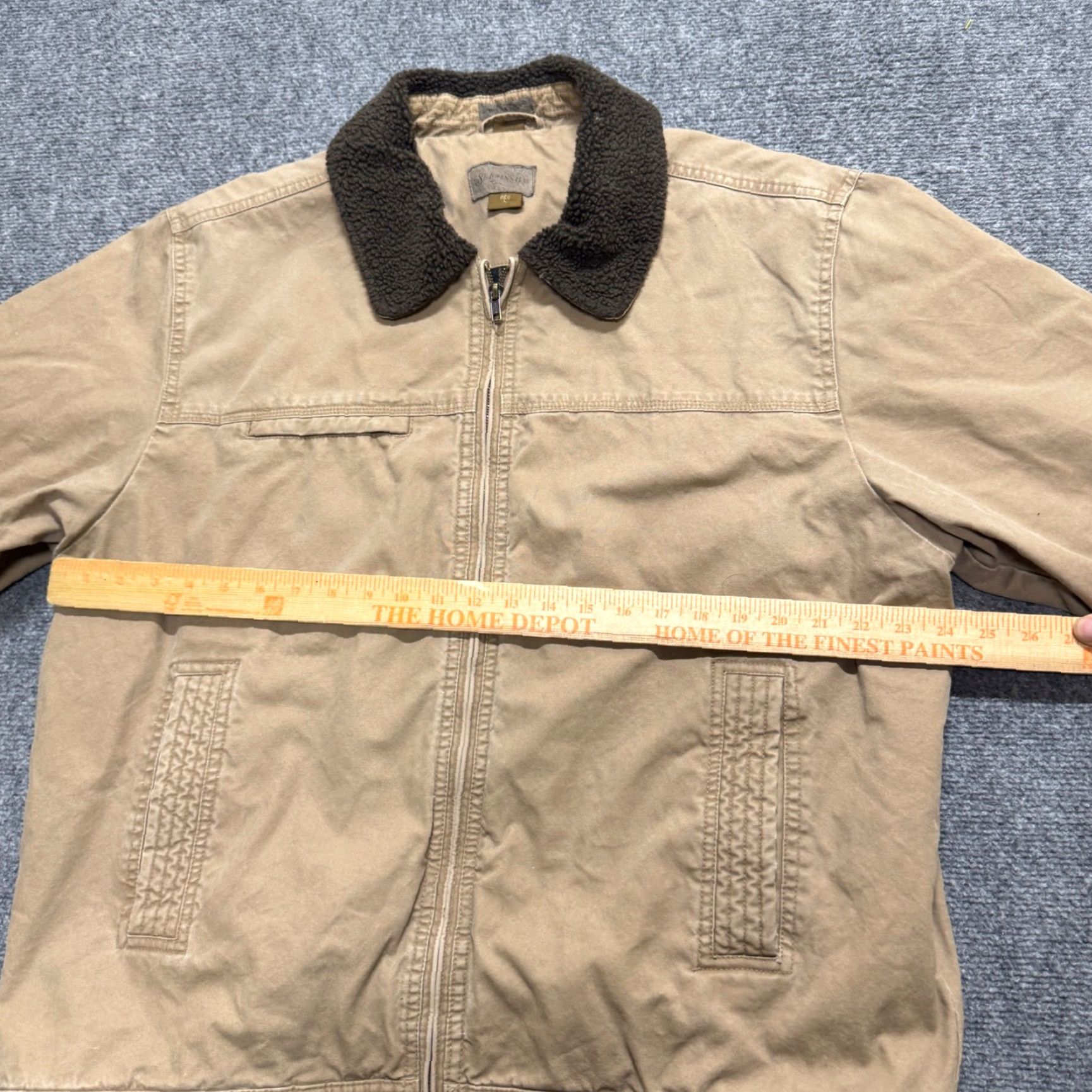 Vintage VINTAGE St. John's Bay Jacket Worker L Beige Tan Fullzip Cotton Blend Overcoat Men Mens Beige Tan L Jacket Size US L / EU 52-54 / 3 - 6 Thumbnail