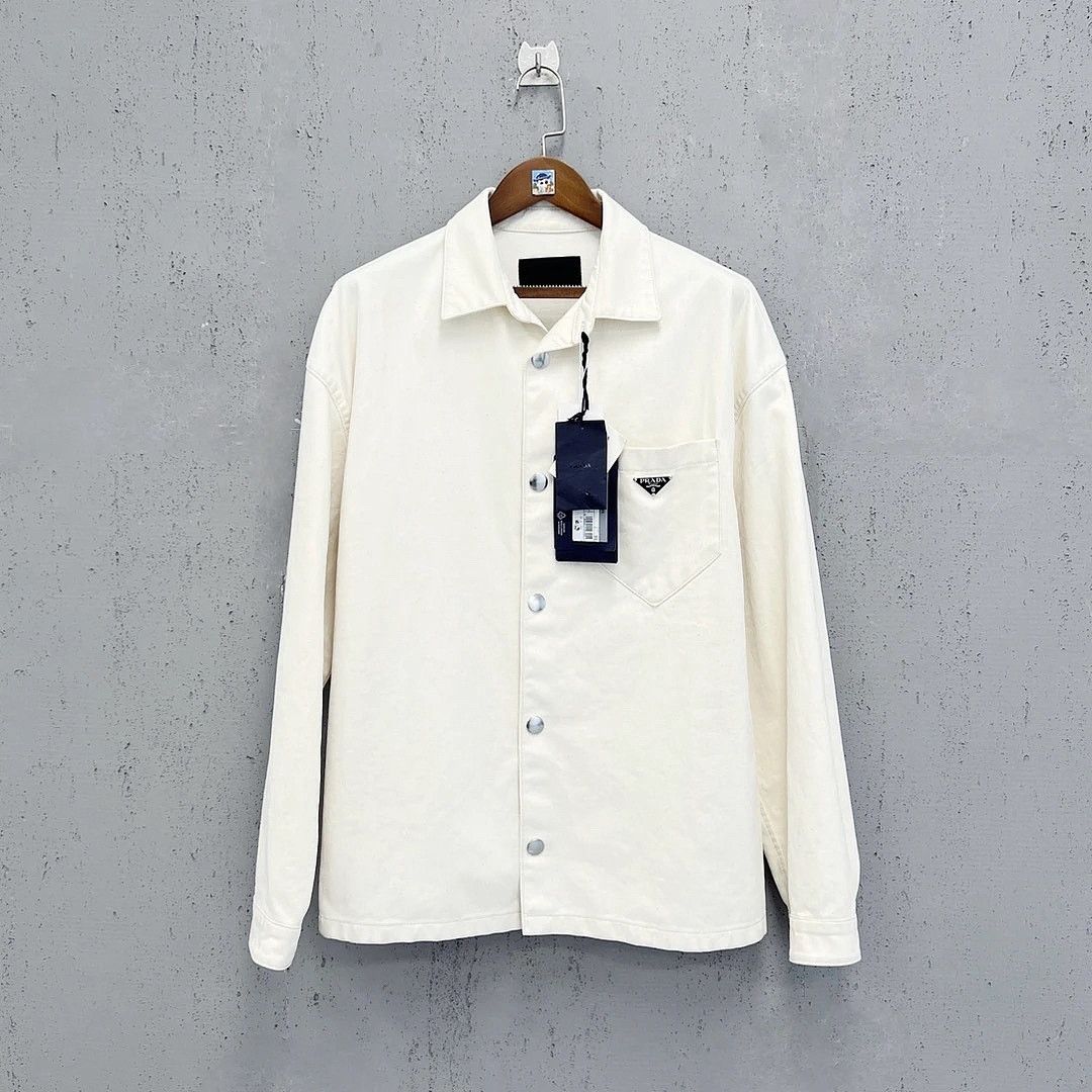 Prada Prada Logo Cotton Button Up Shirt Size XXL Size US XXL / EU 58 / 5 - 1 Thumbnail