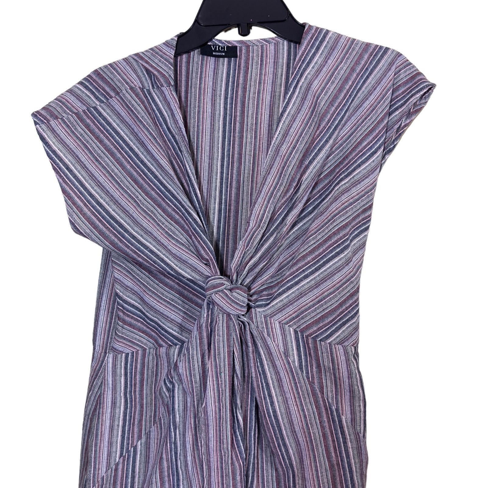 Other VICI Women's Multicolor Striped Knotted Twist Front Dress Size M / US 6-8 / IT 42-44 - 2 Thumbnail