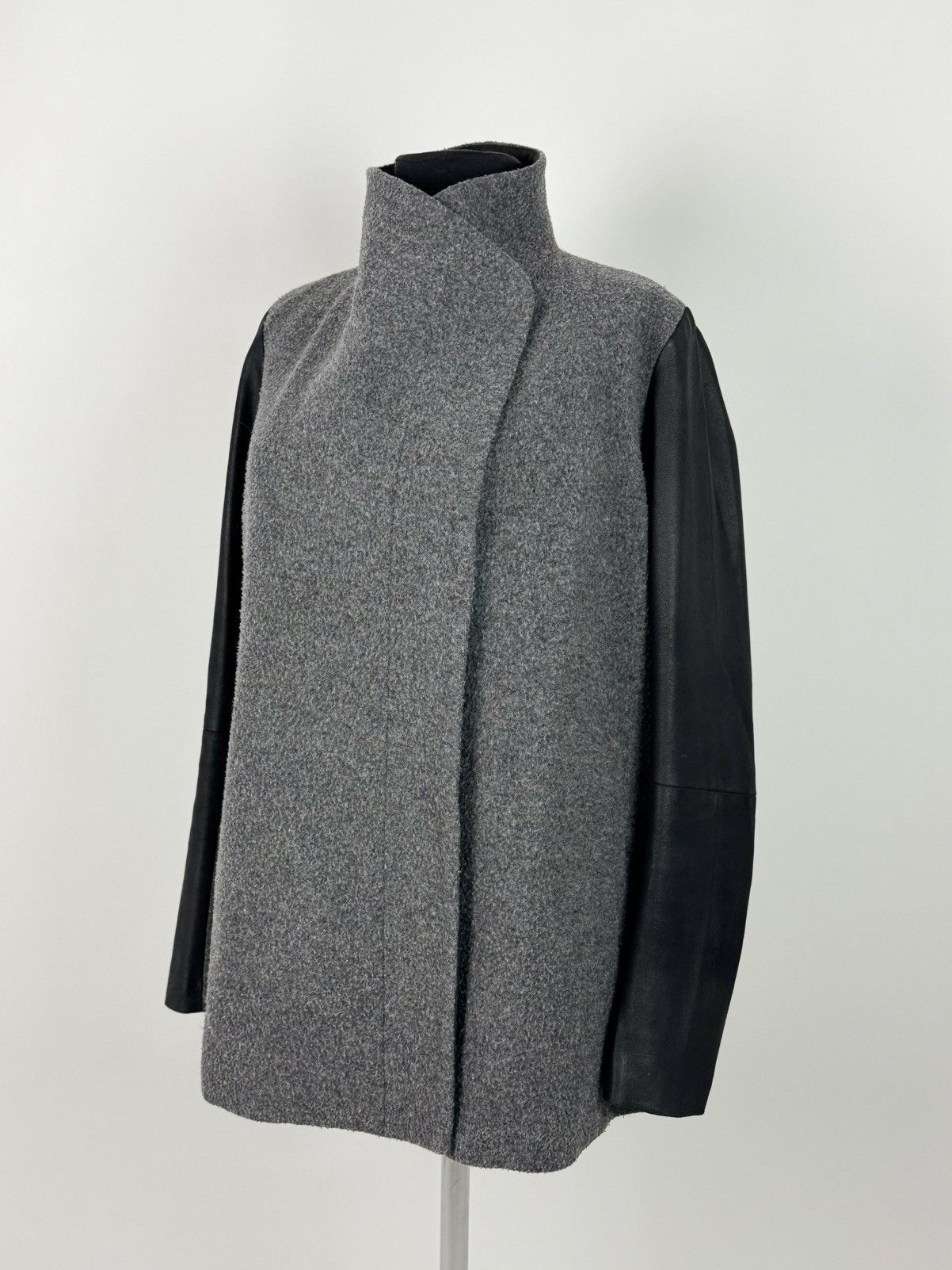 Theory Theory Naomo Leather Sleeve Felt Coat Jacket Size S / US 4 / IT 40 - 1 Thumbnail