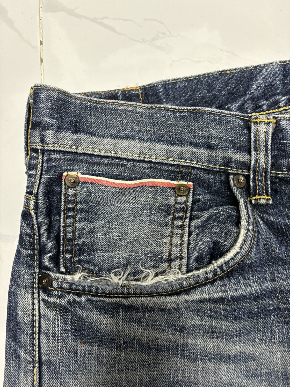 Edwin Vintage Edwin 70s Selvage Buckle Back Distressed Denim Jeans Size US 36 / EU 52 - 8 Thumbnail