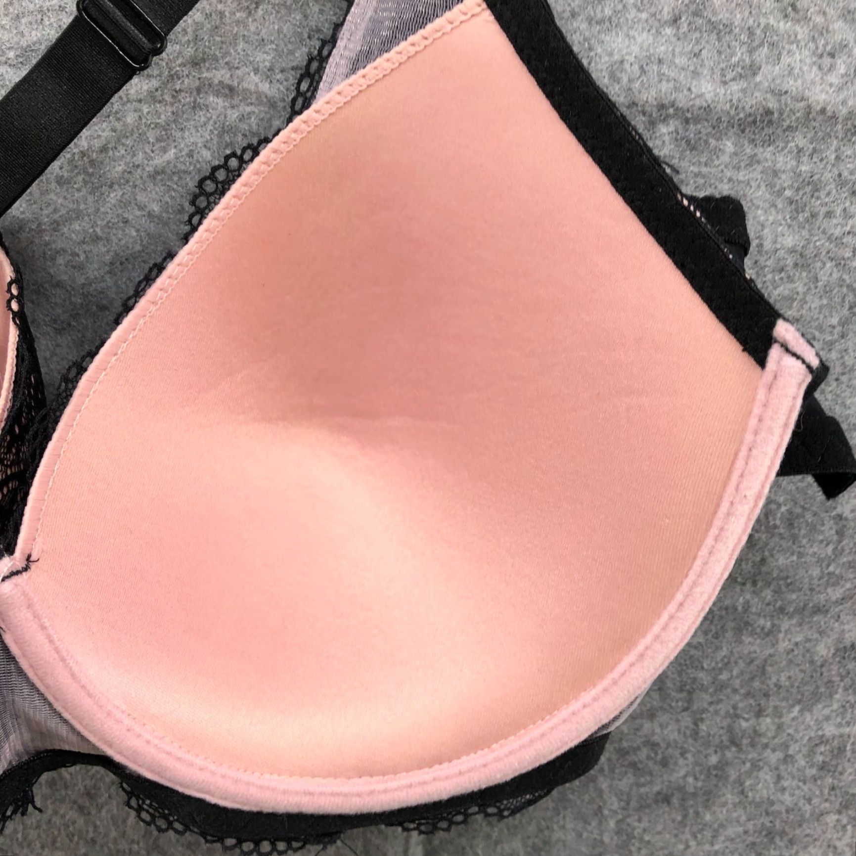Vintage Prima Valentina Plunge Bra Lace Layer Black Blush Pink 40DD Racerback Lined Underwired T-Shirt Bra Womens Size ONE SIZE - 7 Thumbnail