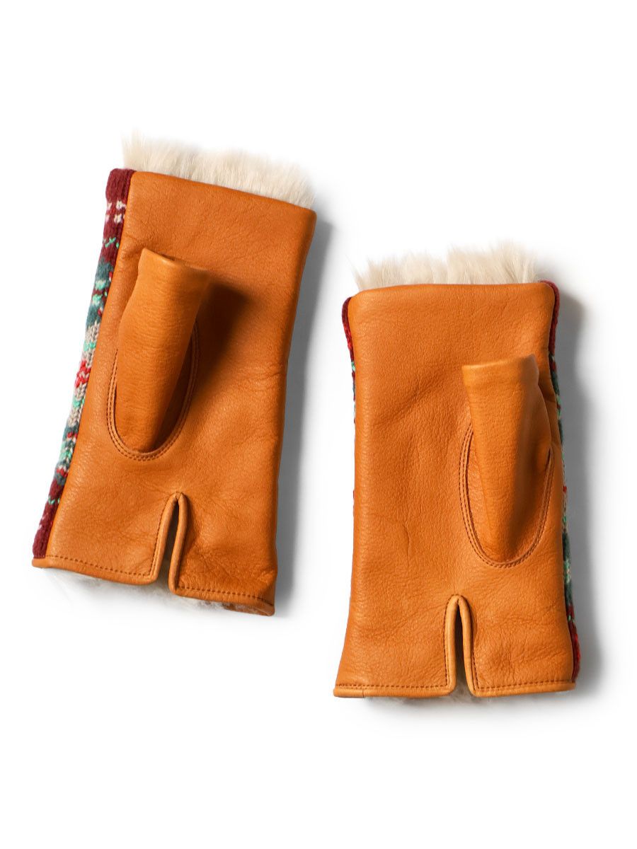 Kapital kapital leather Fair isle grove mittens Size ONE SIZE - 2 Thumbnail