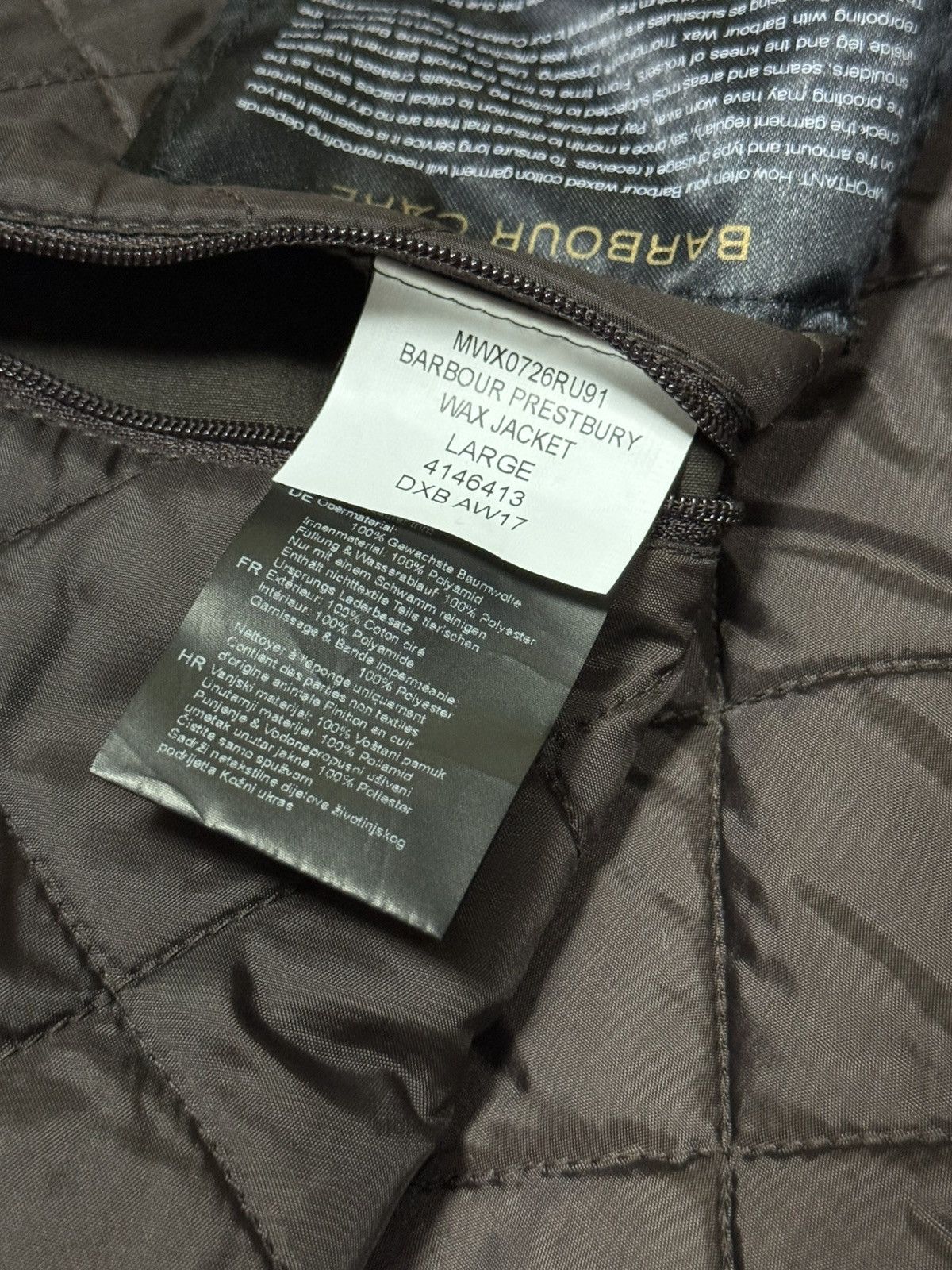 Barbour Prestbury wax jacket zip vintage