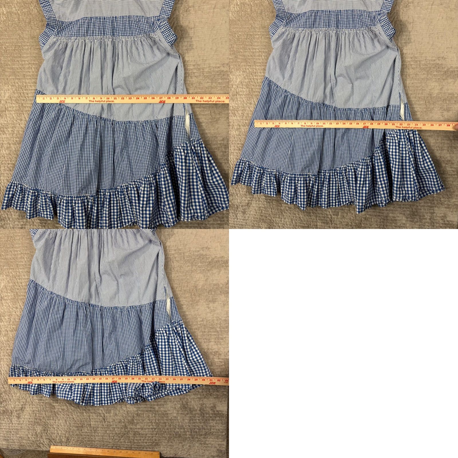Vintage Pilcro Mini Gingham Dress - Blue White Cotton Tiered XS Size XXS / US 00 / IT 34 - 8 Thumbnail
