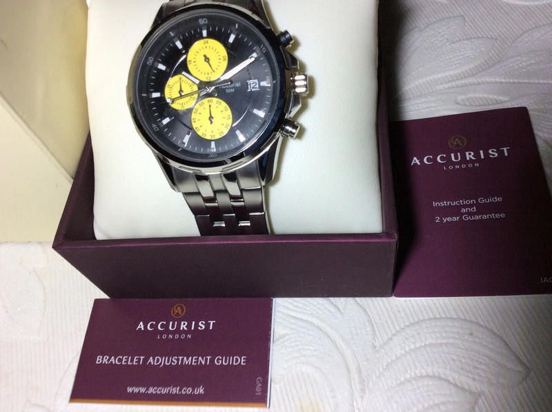 Designer Accurist men's yellow dial stainless steel watch Size ONE SIZE - 2 Thumbnail