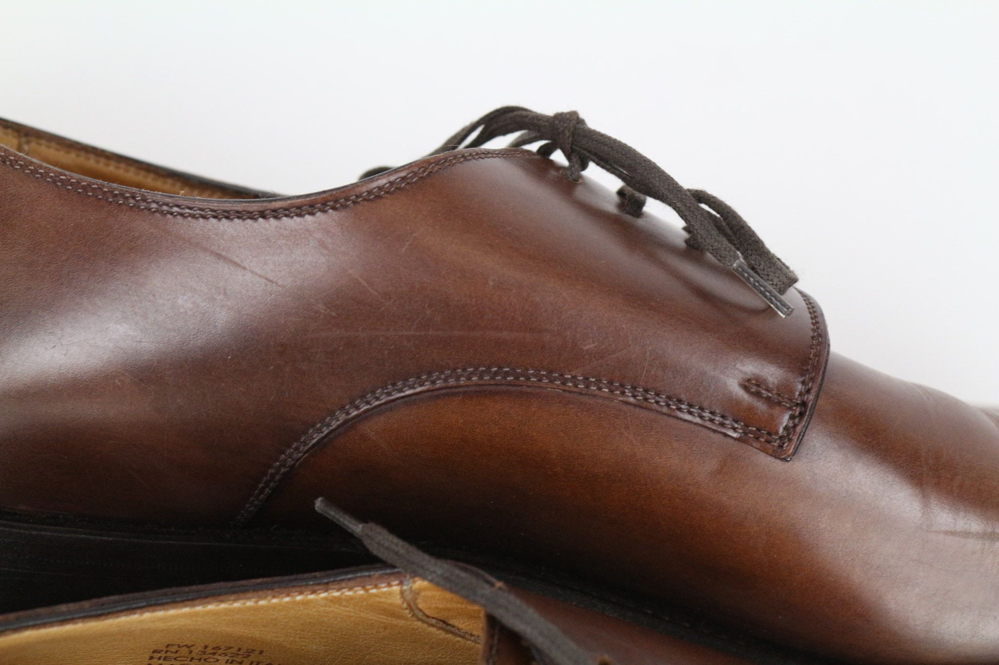 EU44.5 Brown Calf Leather Lace-Up Derby Shoes 73518