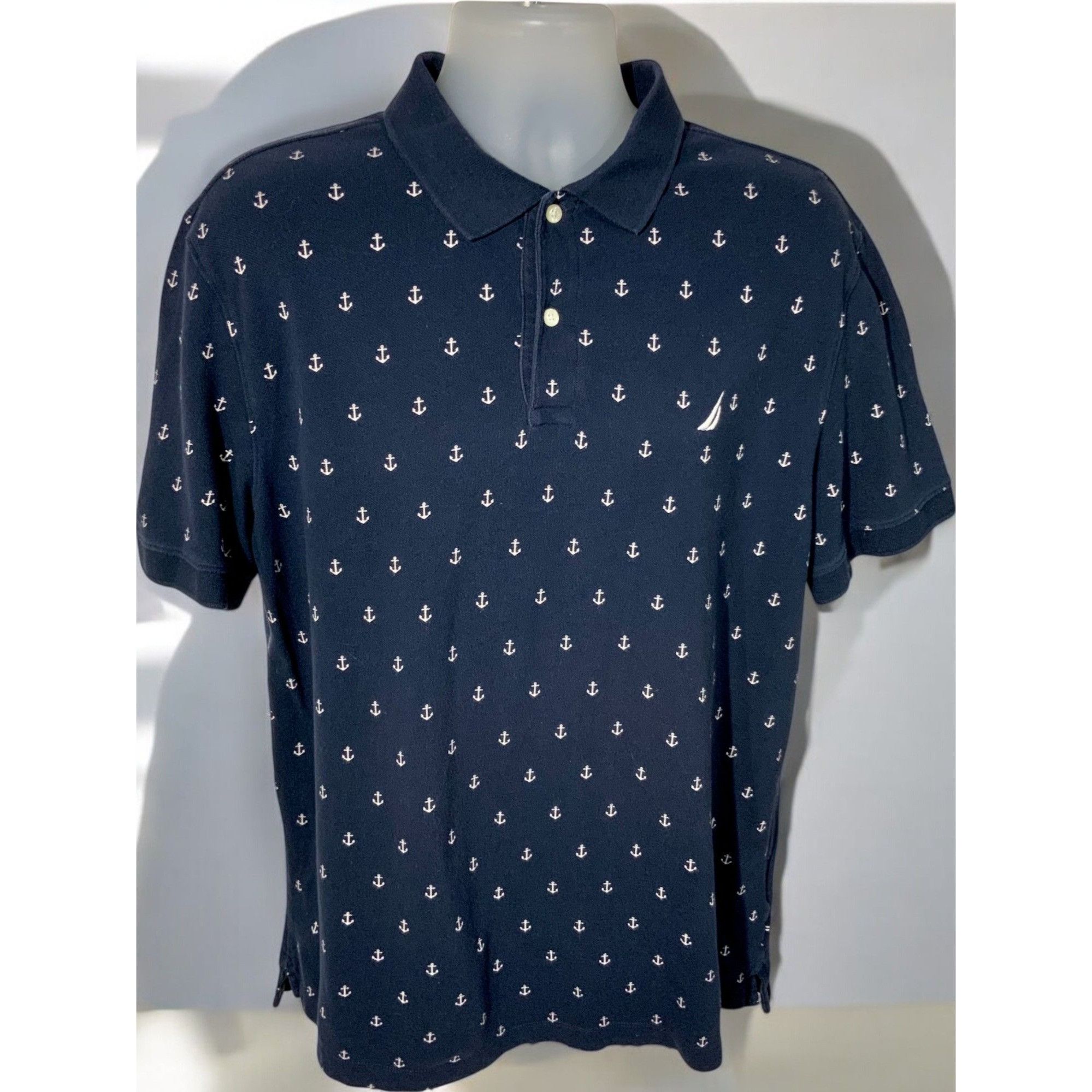 Nautica Nautica Classic Fit Navy Short Sleeve Polo Deck Shirt XL Size US XL / EU 56 / 4 - 6 Thumbnail
