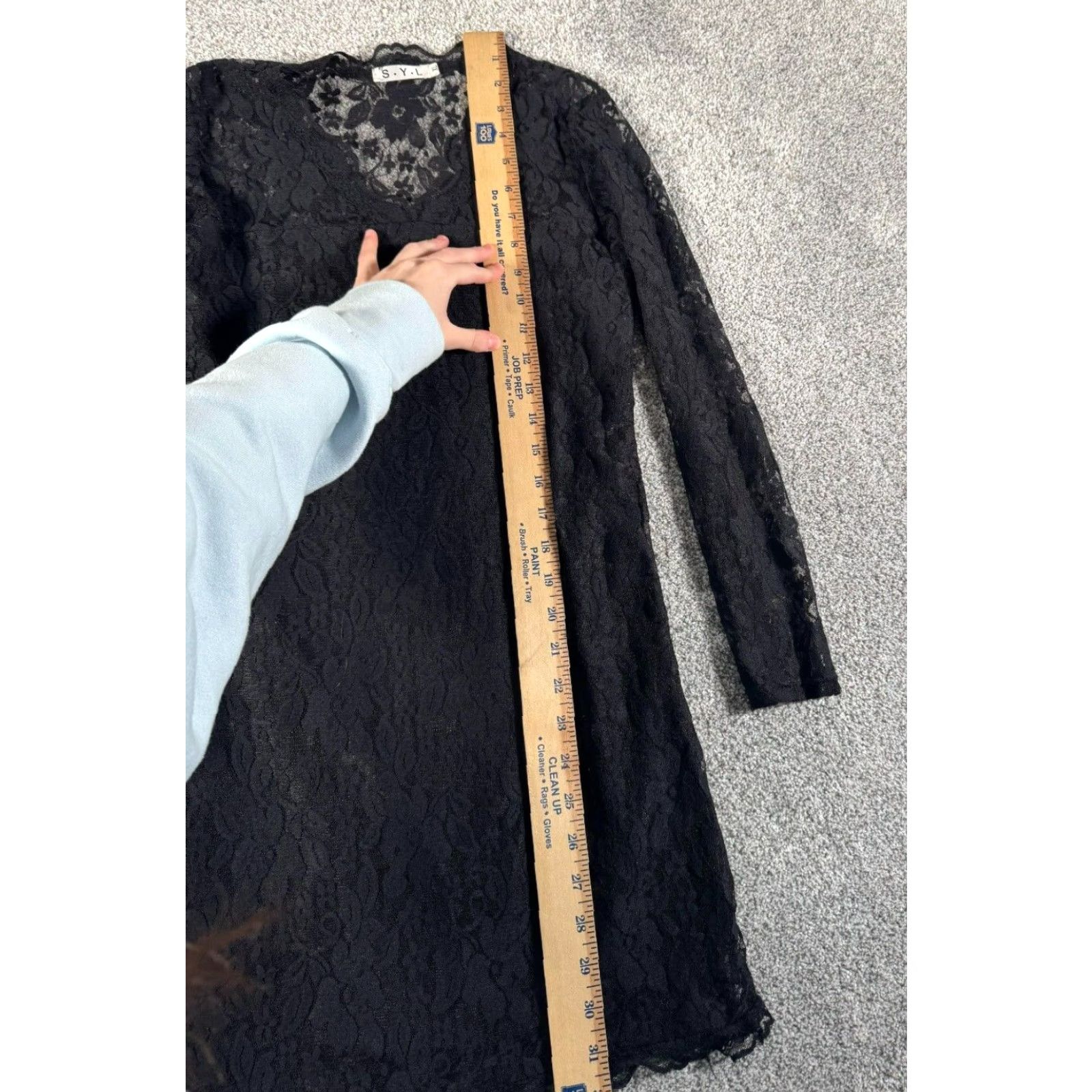 Vintage SYL Dress XL Black Floral Lace Sheer V-Neck Short Mini Sheath Formal Party/Cocktail Womens Fem inine Whimsigoth Dark Fairy Size XL / US 12-14 / IT 48-50 - 4 Thumbnail