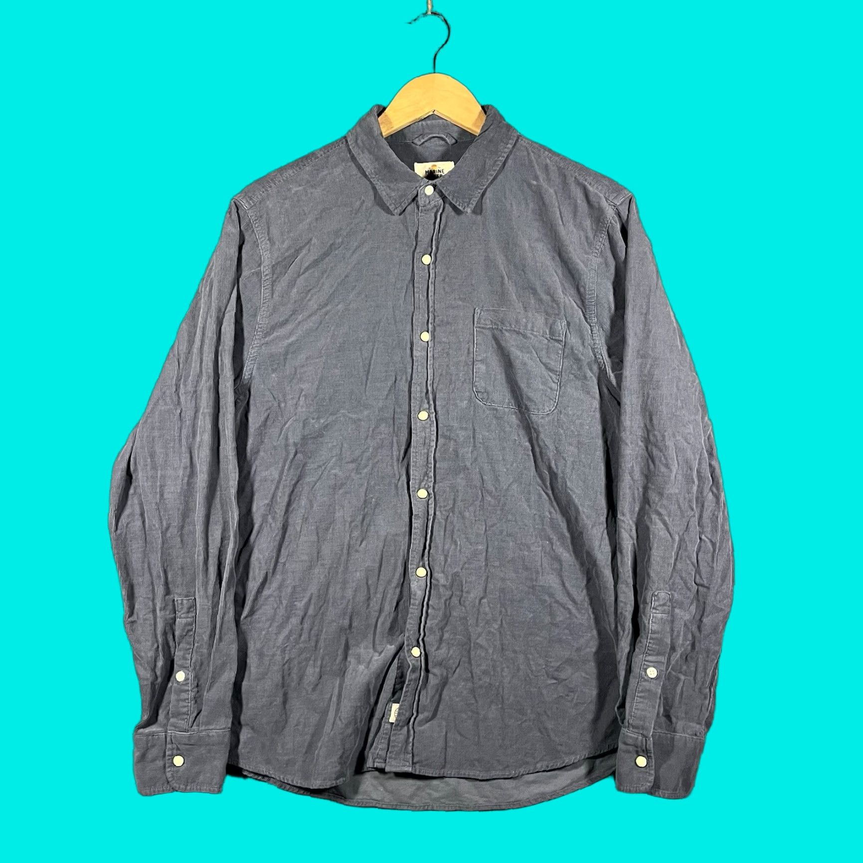 Marine Layer Marine Layer Shirt Men M Blue Corduroy Pearlsnap Pocket Button-Up Shirt Size US M / EU 48-50 / 2 - 1 Thumbnail