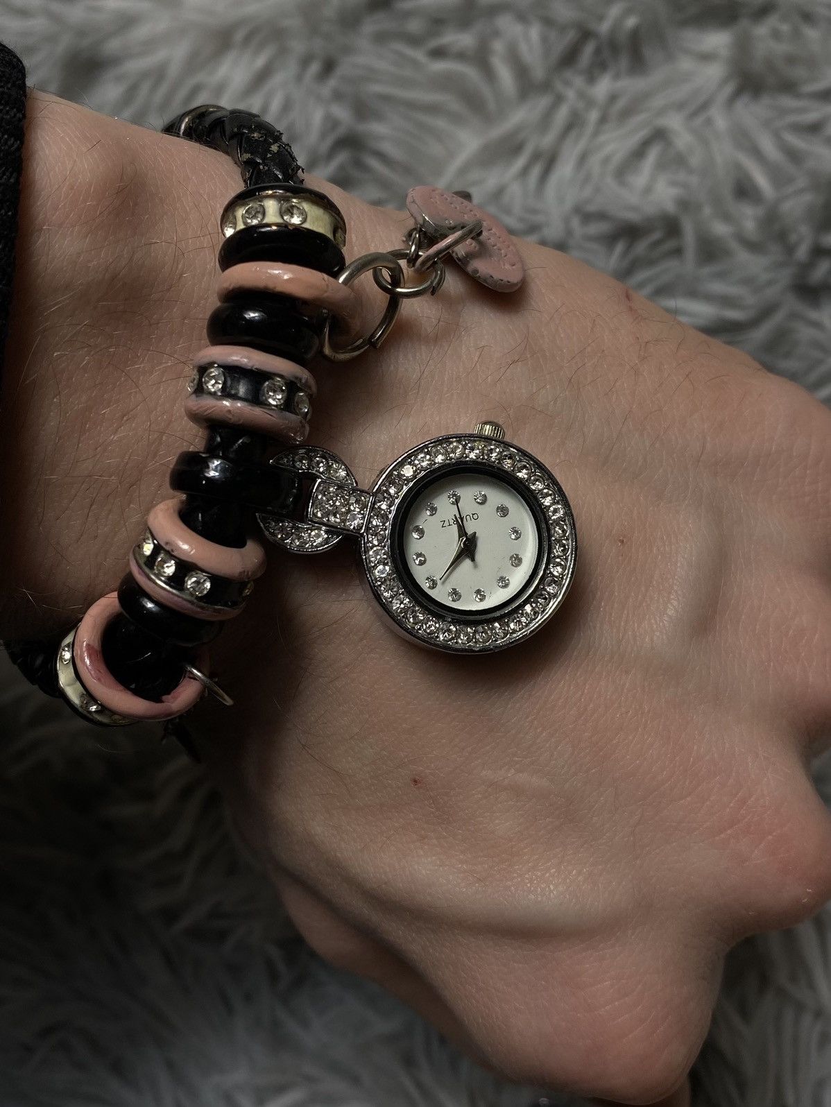 Japanese Brand × Jewelry × Vintage Charming Bracelet Watch with Hearts and Crystals Size ONE SIZE - 7 Thumbnail