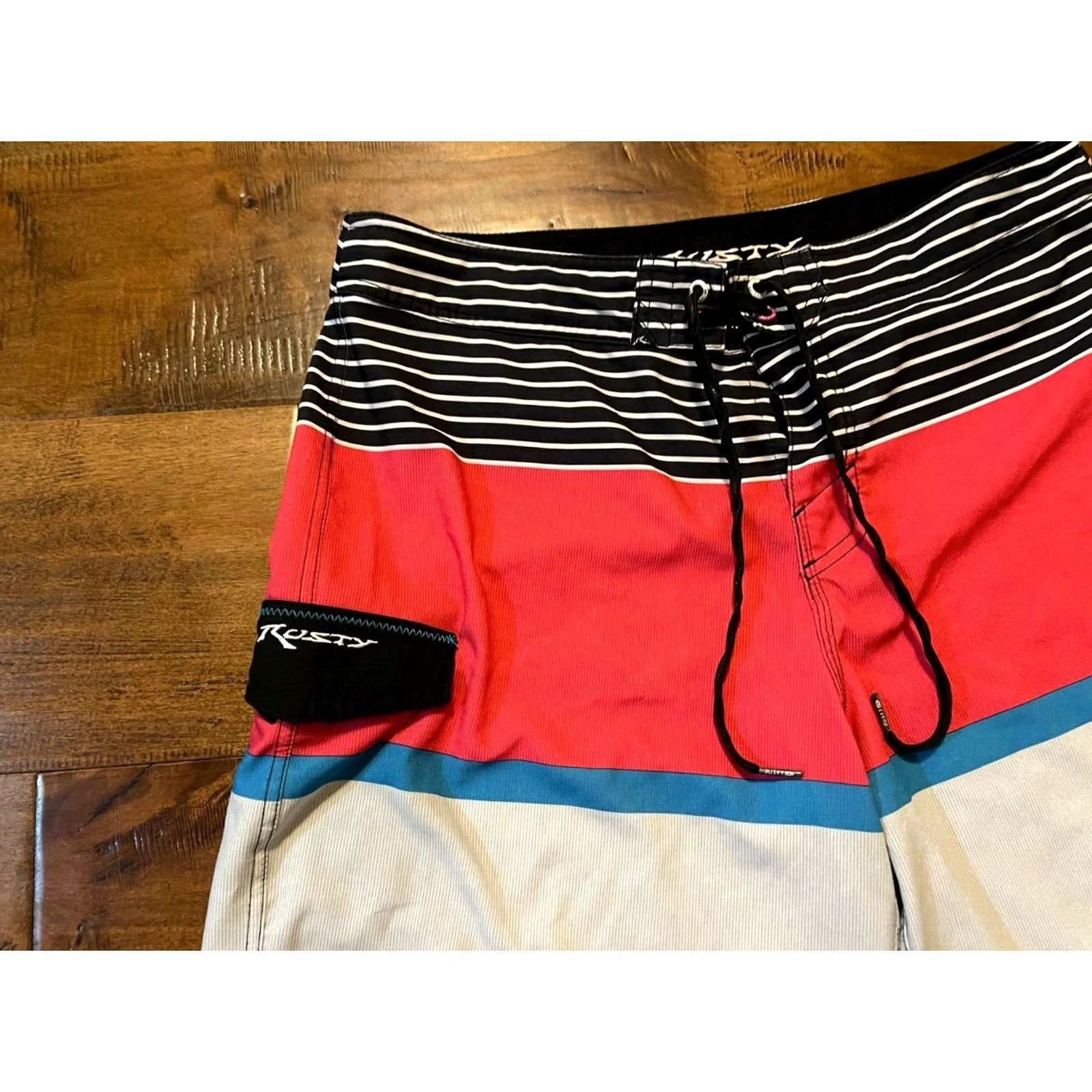 Rusty Rusty Board Shorts Surf Wear - Men's 34 Multicolor Pink Stripes 91% Polyester 9% Elastane Jersey Bottoms Regular Size 34 Mens Size US 34 / EU 50 - 4 Thumbnail