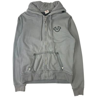 Vintage Y2K True Religion Zip-Up Hoodie Grey