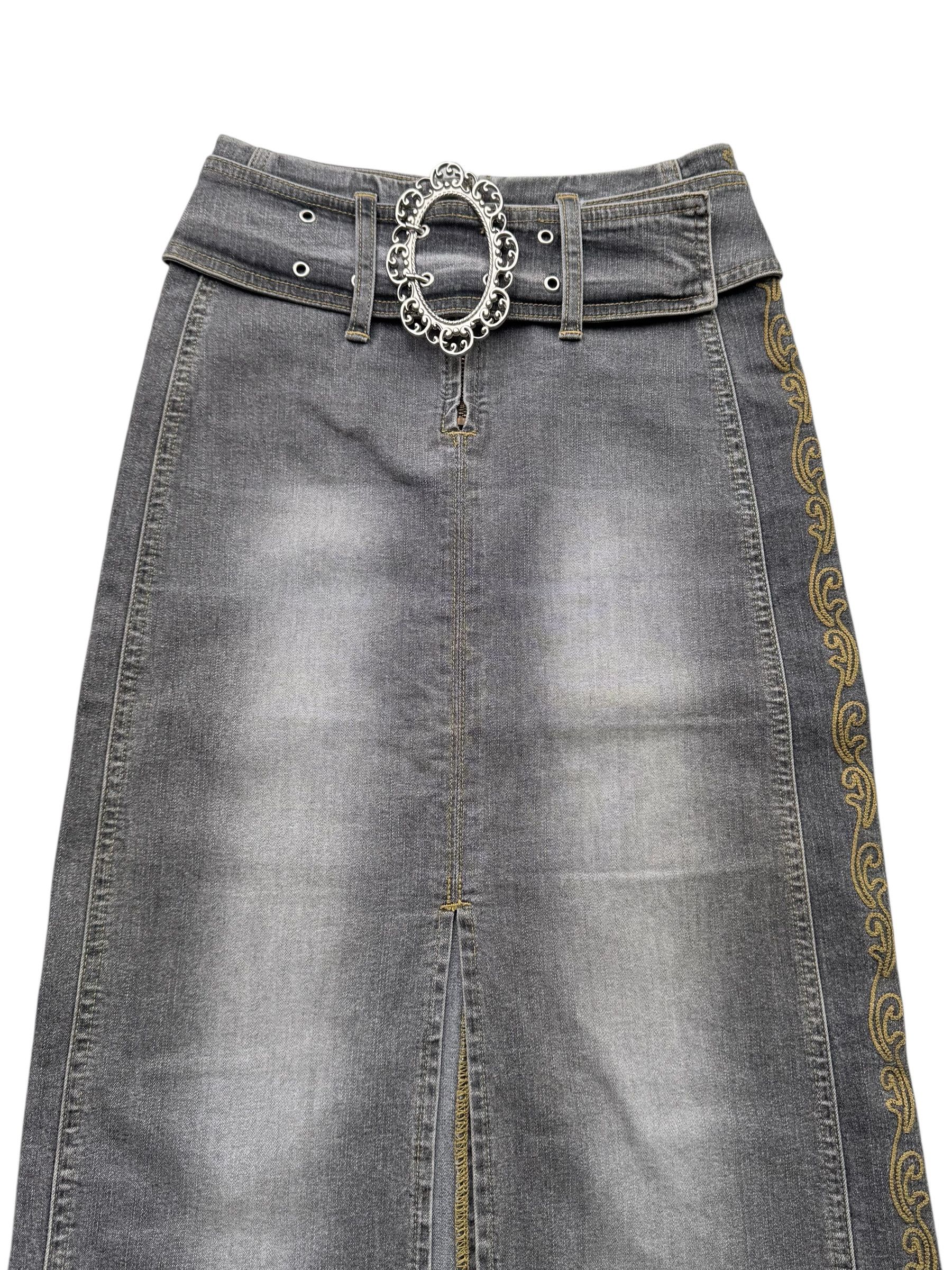 Vintage Faded Skirt With Wide Belt M1D15(E41)(V40)