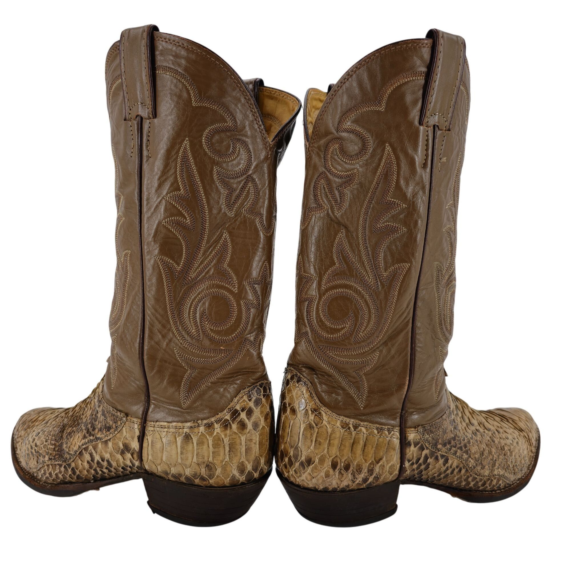 Justin Vintage Exotic Python Snakeskin Justin Mens 11D Brown Cowboy Size US 11 / EU 44 - 4 Thumbnail