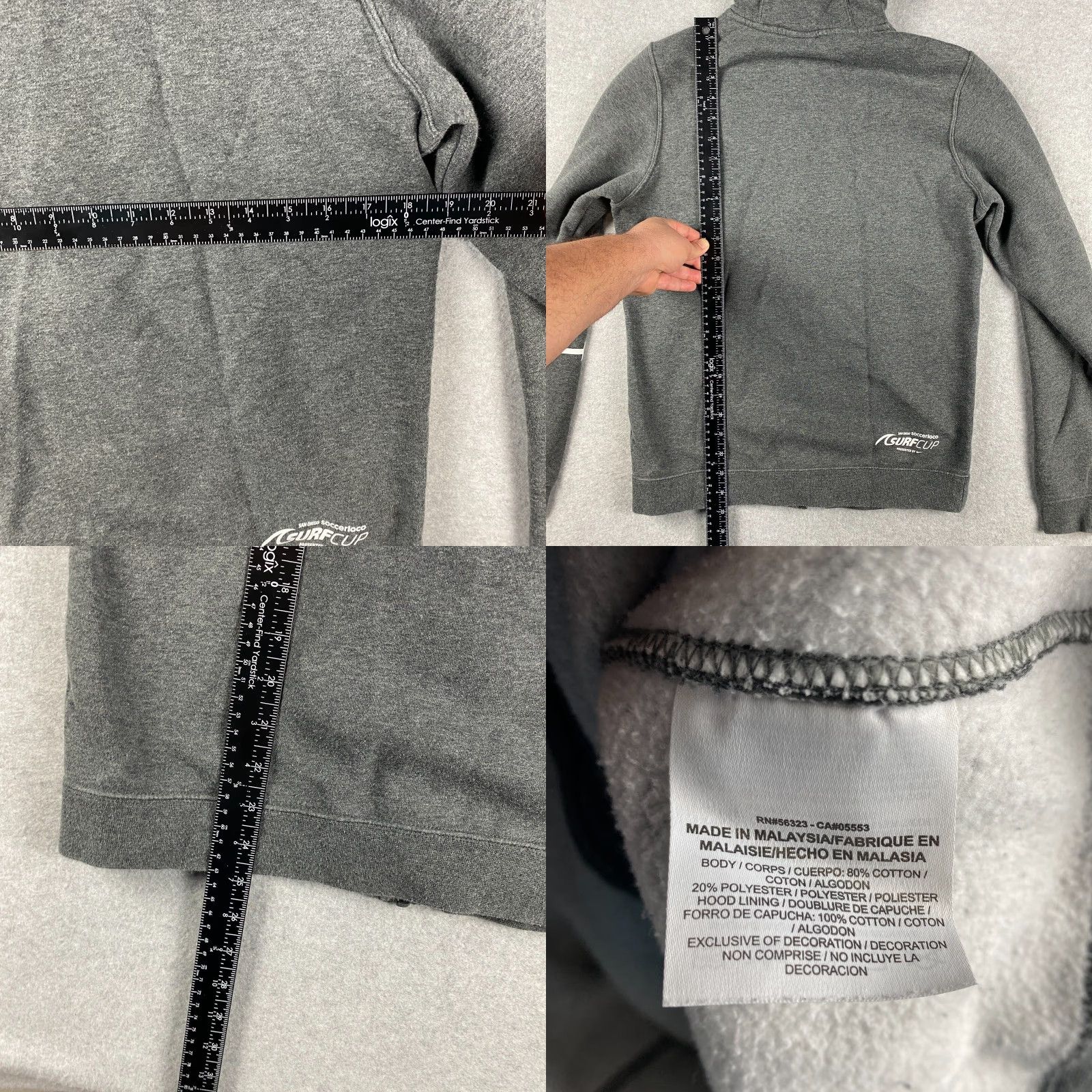 Nike Nike Hoodie Mens Small Gray San Diego Surf Cup Fleece Embroidered Logo Full Zip Size US S / EU 44-46 / 1 - 8 Thumbnail