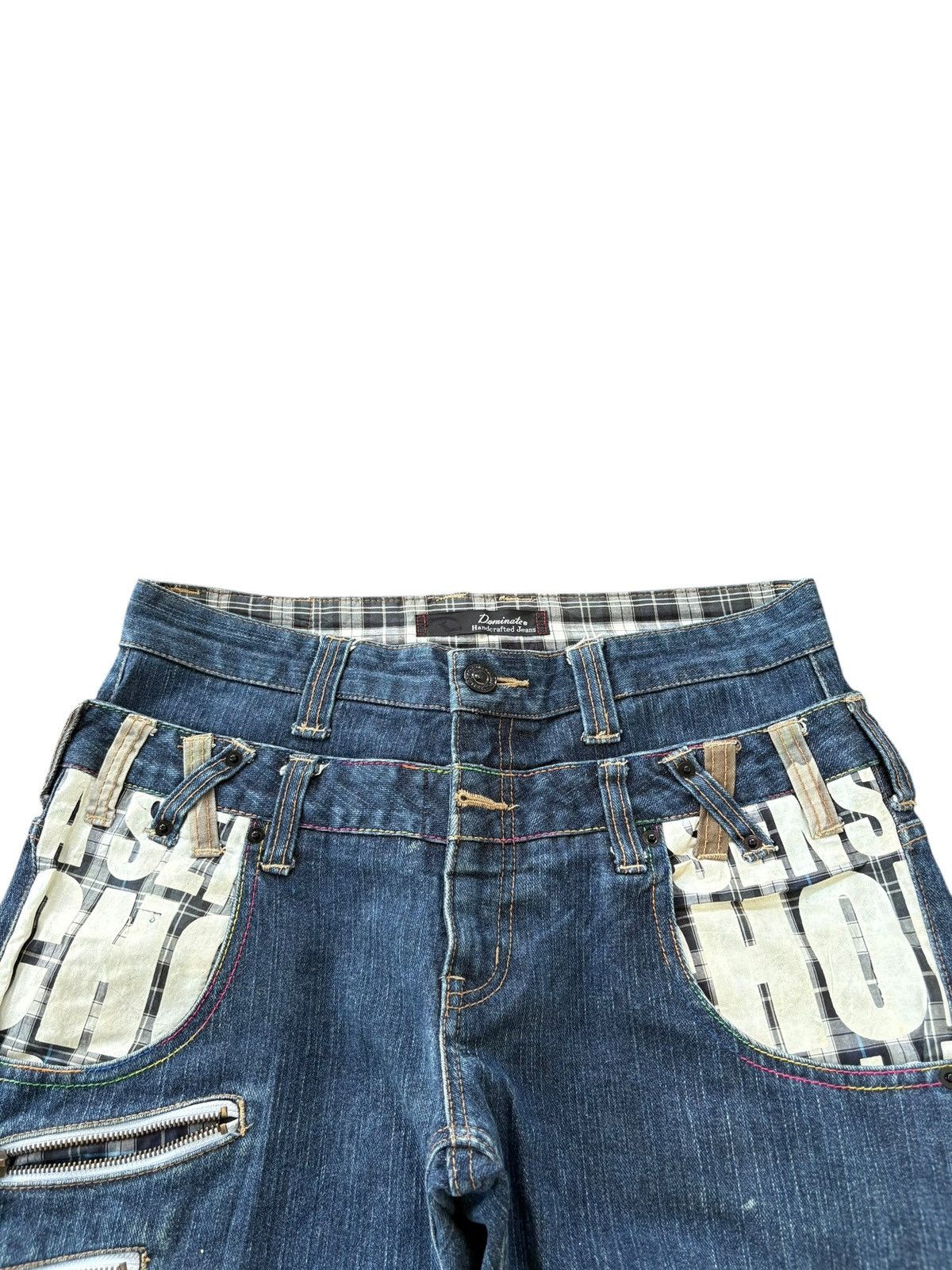 Japanese Brand VTG Y2K Dominate Double Waist Raw Denim Loose Jeans Size US 31 - 4 Thumbnail