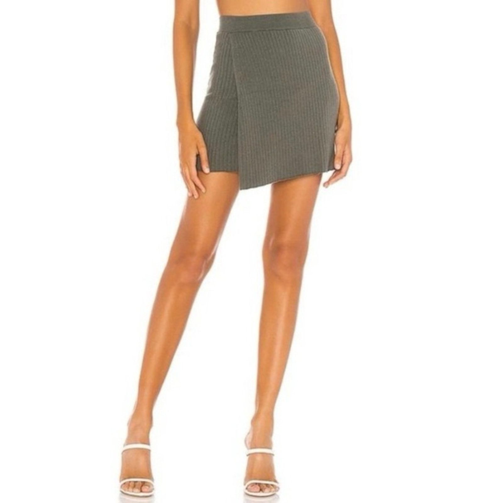 Free People Free People Mod Faux Wrap Knit Mini Skirt Women’s XS Thyme Size 26" / US 2 / IT 38 - 1 Thumbnail