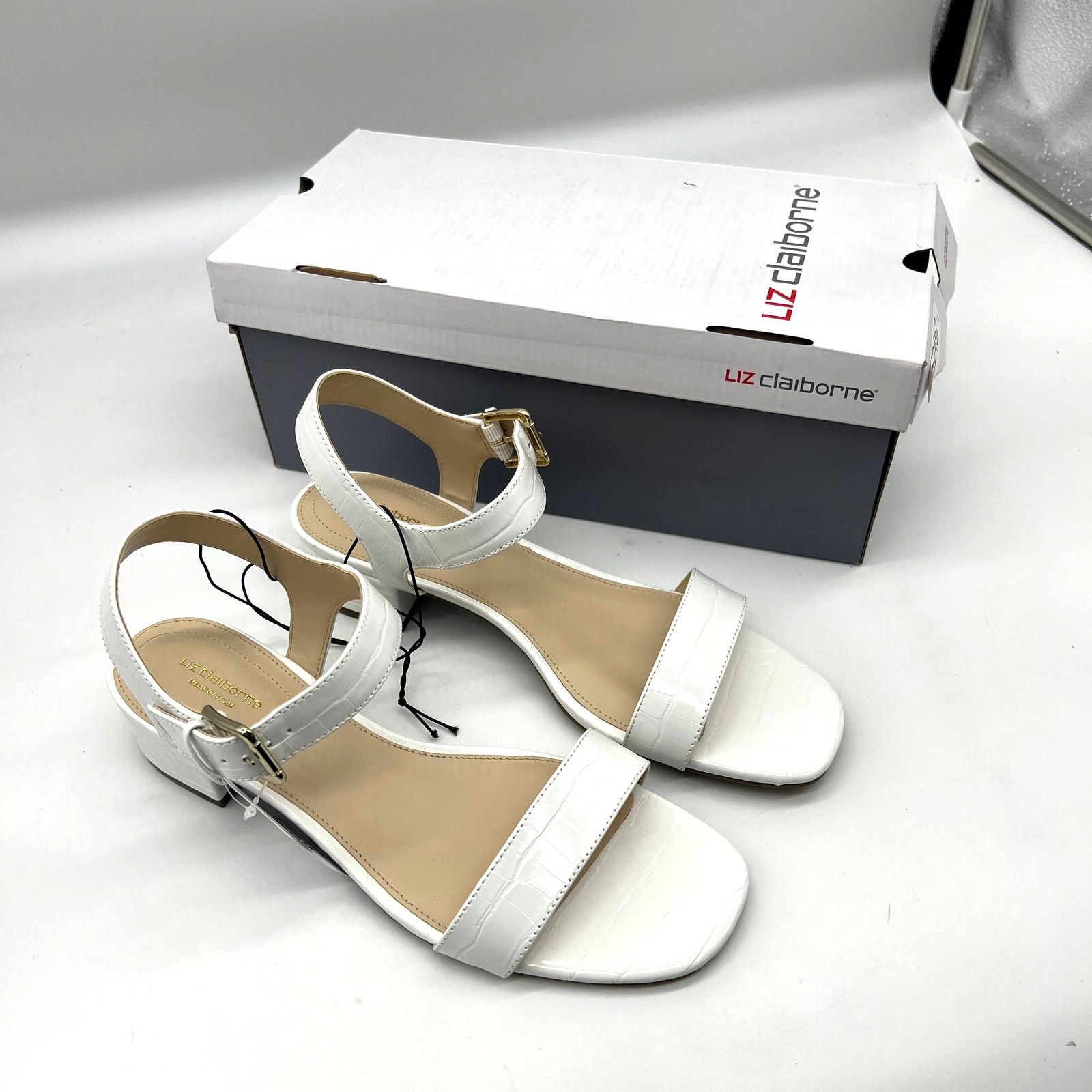 Other Liz Claiborne Womens Renny Sandals Heel White Croc Size 9.5M Size US 9.5 / IT 39.5 - 1 Thumbnail