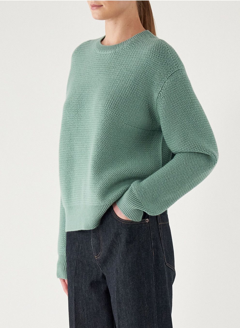 Loro Piana o1srvl11e0125 Borgonuovo Crewneck Sweater in Pale Green Size S / US 4 / IT 40 - 3 Thumbnail