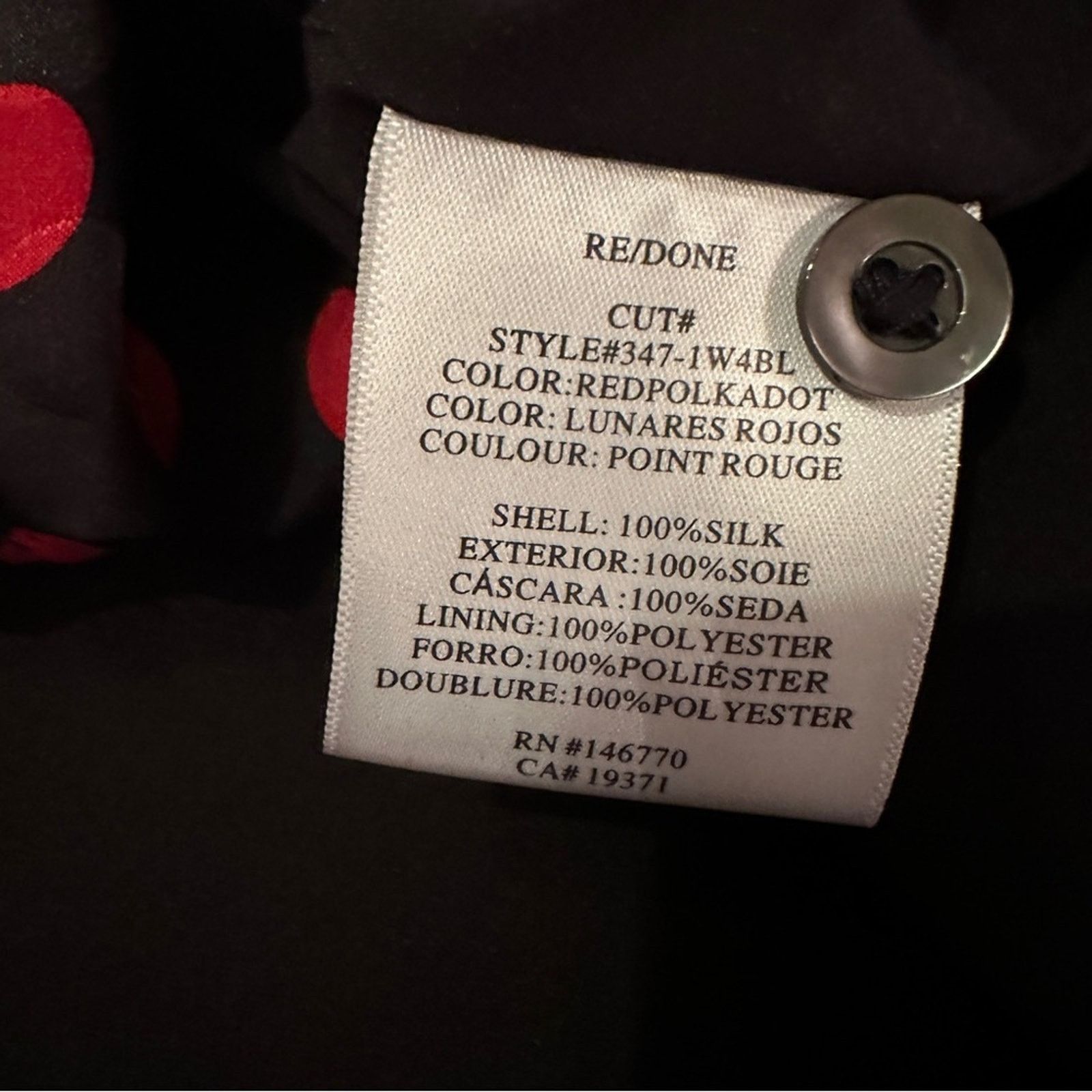 RE/DONE Re/Done 100% Silk Red & Black Polka Dot Button Front Top XS Size XS / US 0-2 / IT 36-38 - 8 Thumbnail