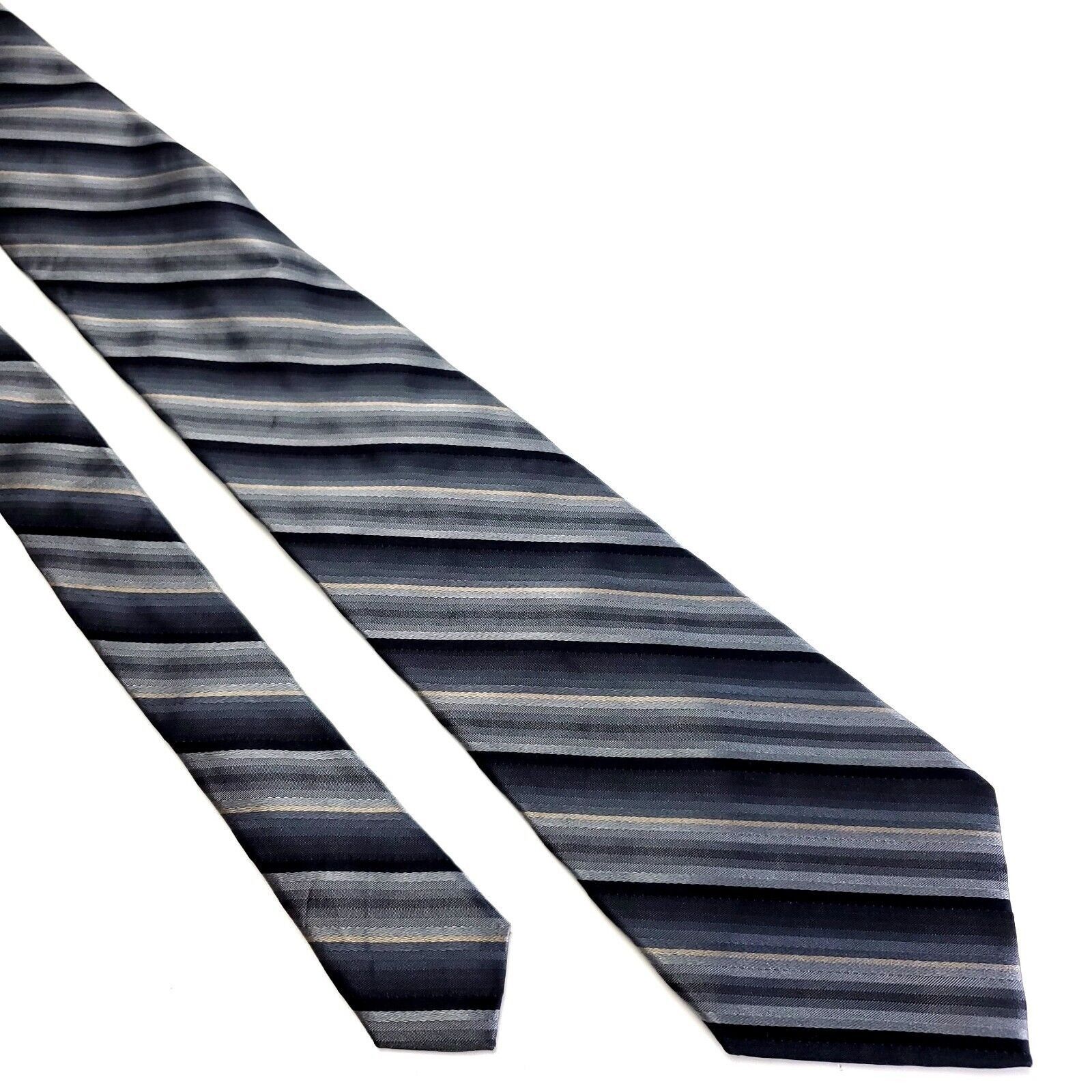 Lord & Taylor Lord Taylor Silk Tie Metropolitan Woven Gray Beige Striped Size ONE SIZE - 1 Thumbnail