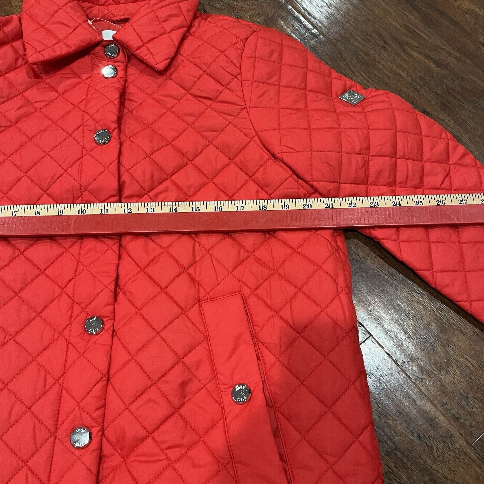 NEW Anne Klein Womens Jacket Red Quilted Side-Slit Midweight
