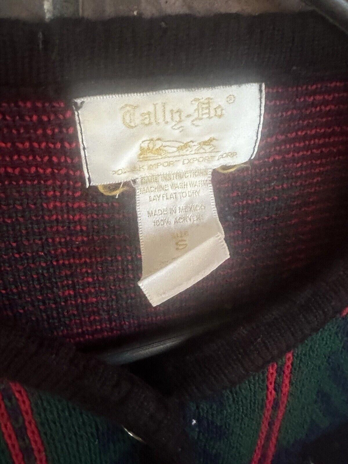 Designer Vintage Tally Ho Cardigan Sweater Small Old money Plaid Size M / US 6-8 / IT 42-44 - 6 Thumbnail