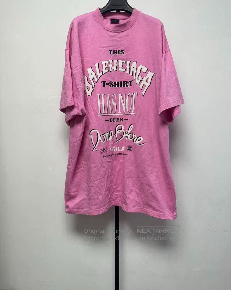Balenciaga Balenciaga Letter Round Neck Short Sleeve T-Shirt Pink Size US XL / EU 56 / 4 - 1 Thumbnail