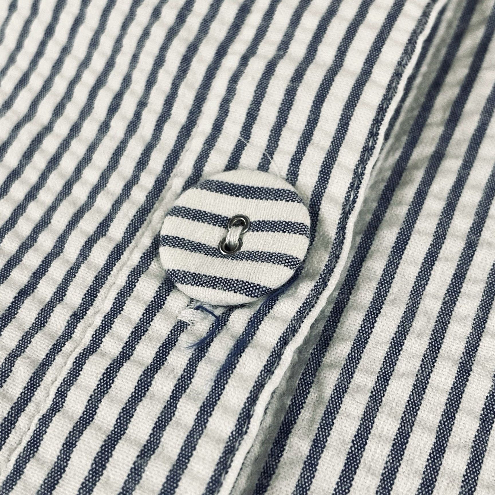 Vintage VINTAGE Garnet Hill Jacket Blazer Women’s 18 Seersucker Striped Cotton Blue White F509 Size XXL / US 16-18 / IT 52-54 - 7 Thumbnail