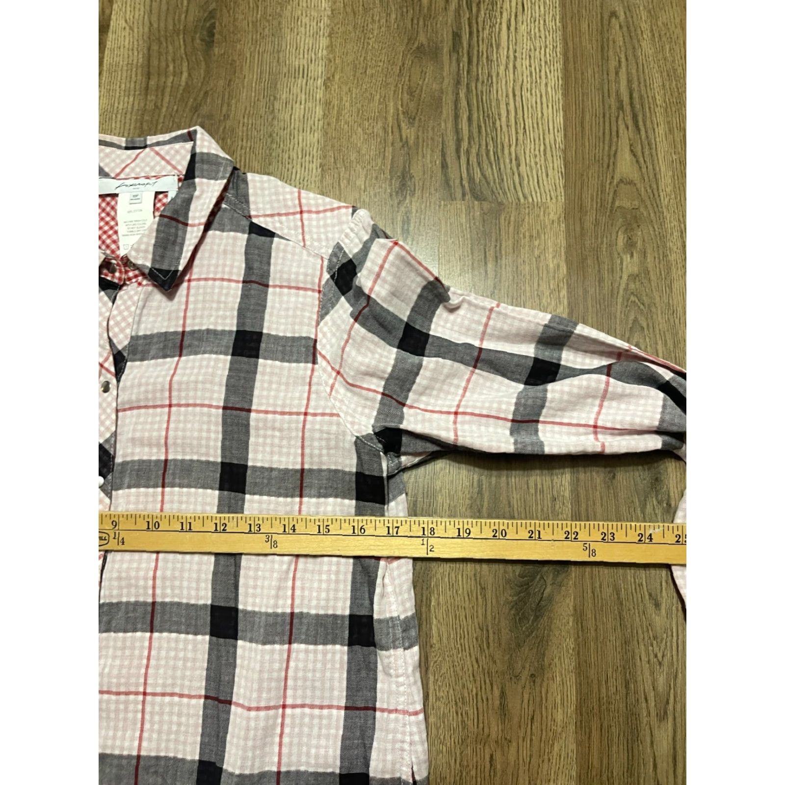 Vintage Foxcroft Shirt Women's 10P Red Plaid Button-Up Relaxed Size L / US 10 / IT 46 - 5 Thumbnail