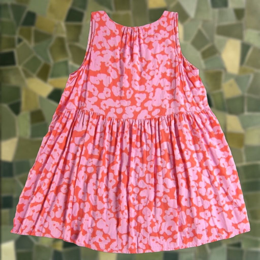 Vintage Mudpie Dress Shirt Tank Sun Large Pink Floral 100% Rayon Button Down V-Neck Womens Size L / US 10 / IT 46 - 1 Thumbnail