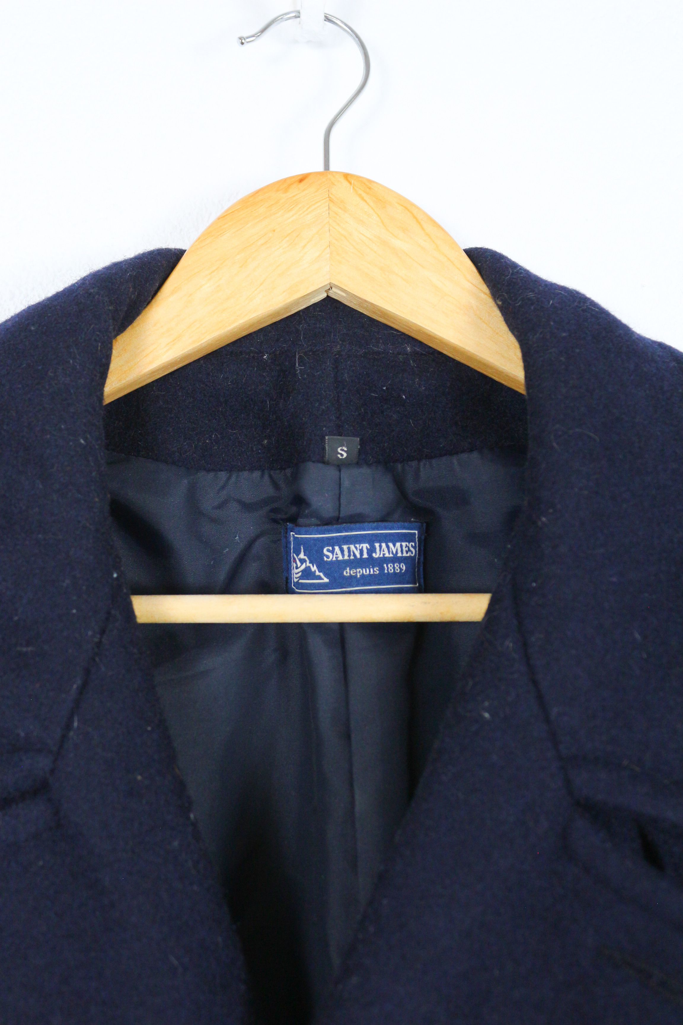 Saint James Saint James Navy Marine Sailor Pea Coat 90s Vintage Size US S / EU 44-46 / 1 - 3 Thumbnail