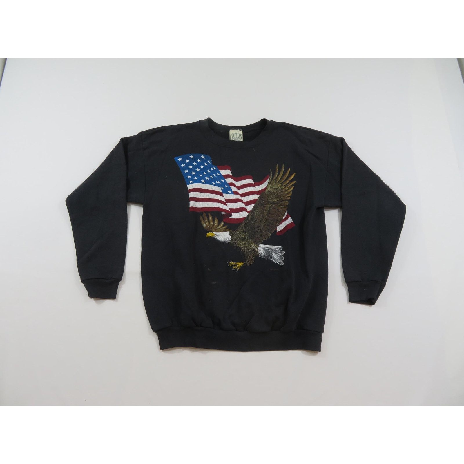 Other Bald Eagle Flying American Flag Black Sweatshirt Sz L 1990s Size US L / EU 52-54 / 3 - 1 Thumbnail