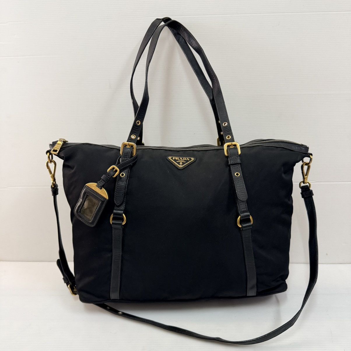 Prada Prada Nylon Black Large Tote Shoulder Bag Size ONE SIZE - 1 Thumbnail
