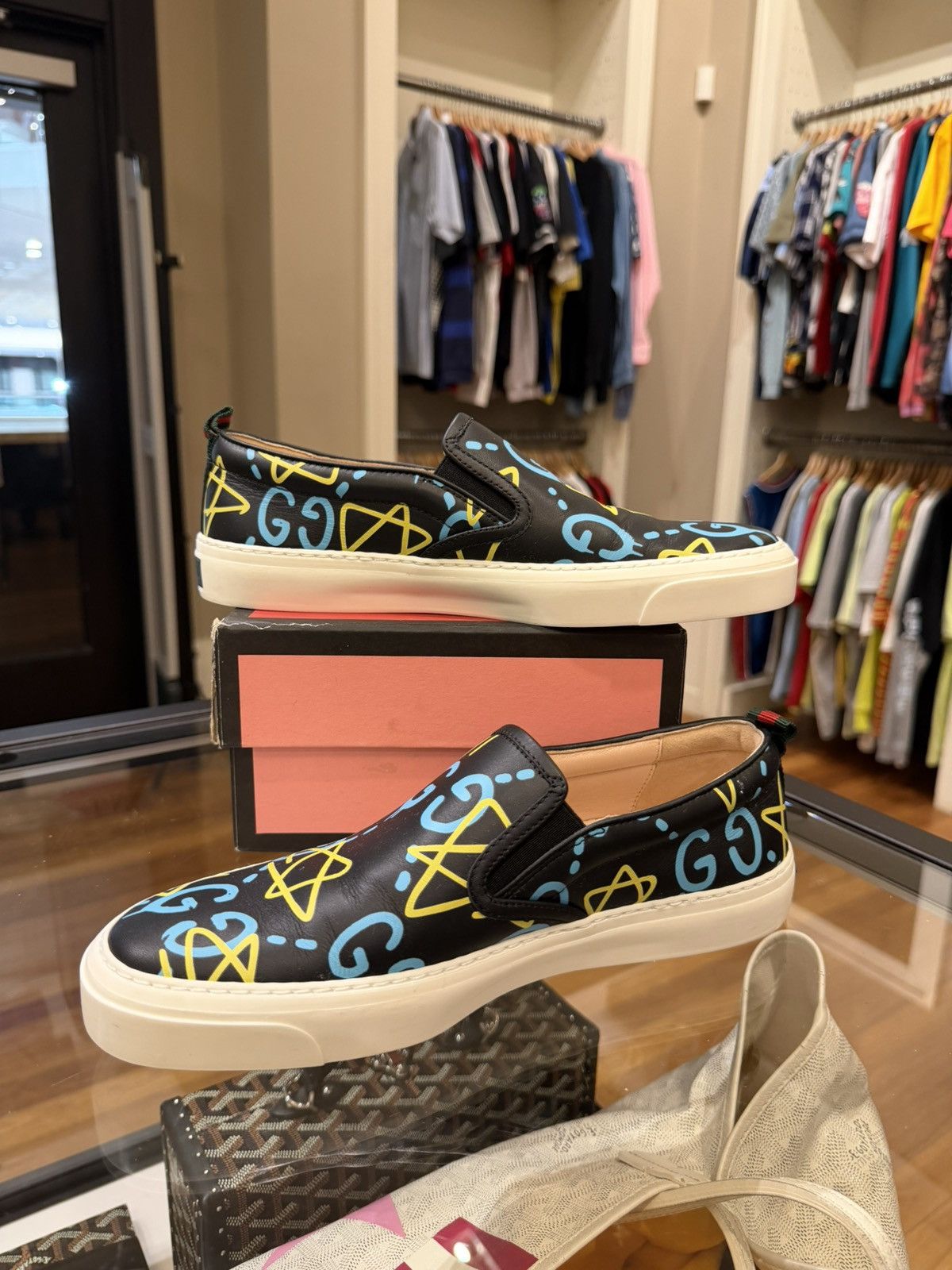 Gucci Gucci Ghost Slip On Graffiti Sneakers - Black Size US 8 / IT 38 - 2 Thumbnail