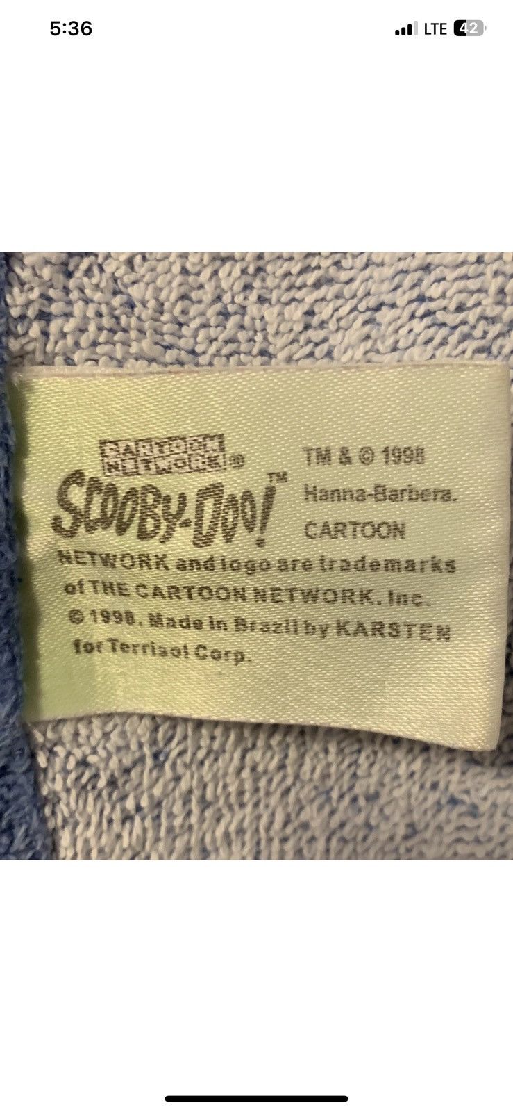 Cartoon Network Vintage Scooby Doo & Shaggy beach towel all over print 1998 Size ONE SIZE - 2 Thumbnail