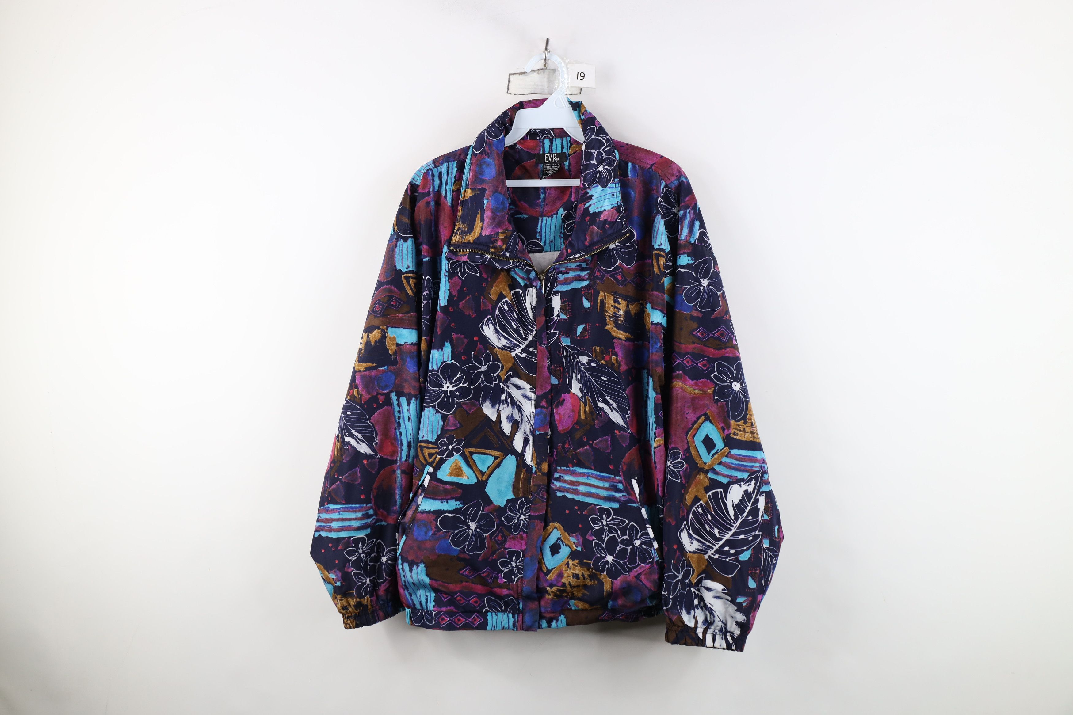 Vintage Vintage 90s Streetwear Flower Lined Windbreaker Jacket Size XL / US 12-14 / IT 48-50 - 1 Thumbnail