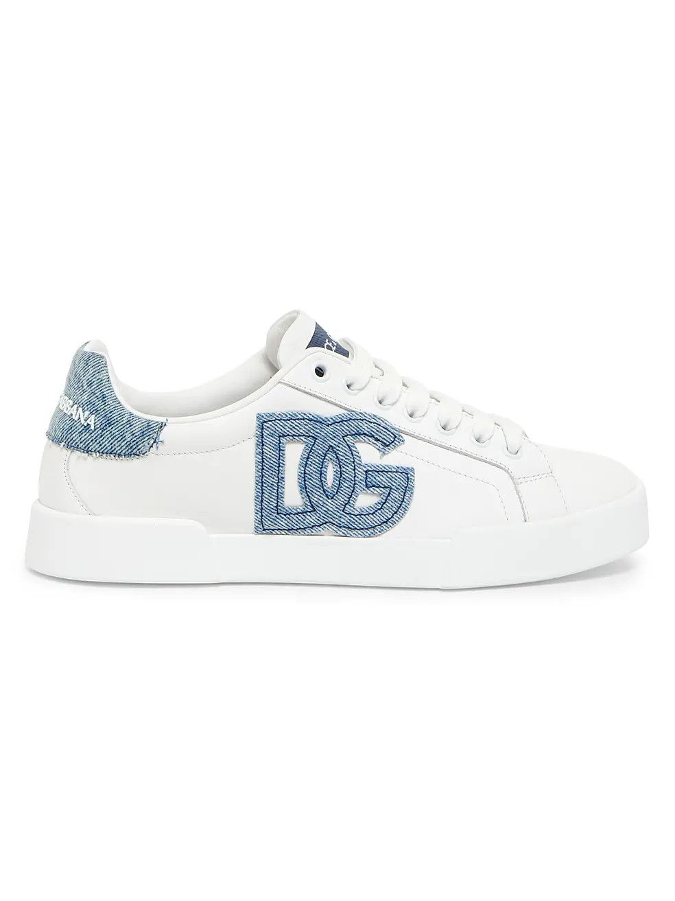 Dolce & Gabbana os11x1225 Calfskin Portofino Light Sneakers in White/Blue Size US 7 / IT 37 - 1 Thumbnail