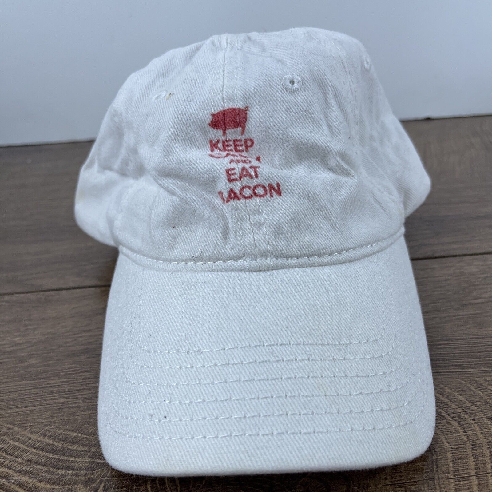 Other Keep Calm Eat Bacon Hat Eat Bacon Hat White Hat Adjustable W Size ONE SIZE - 3 Thumbnail