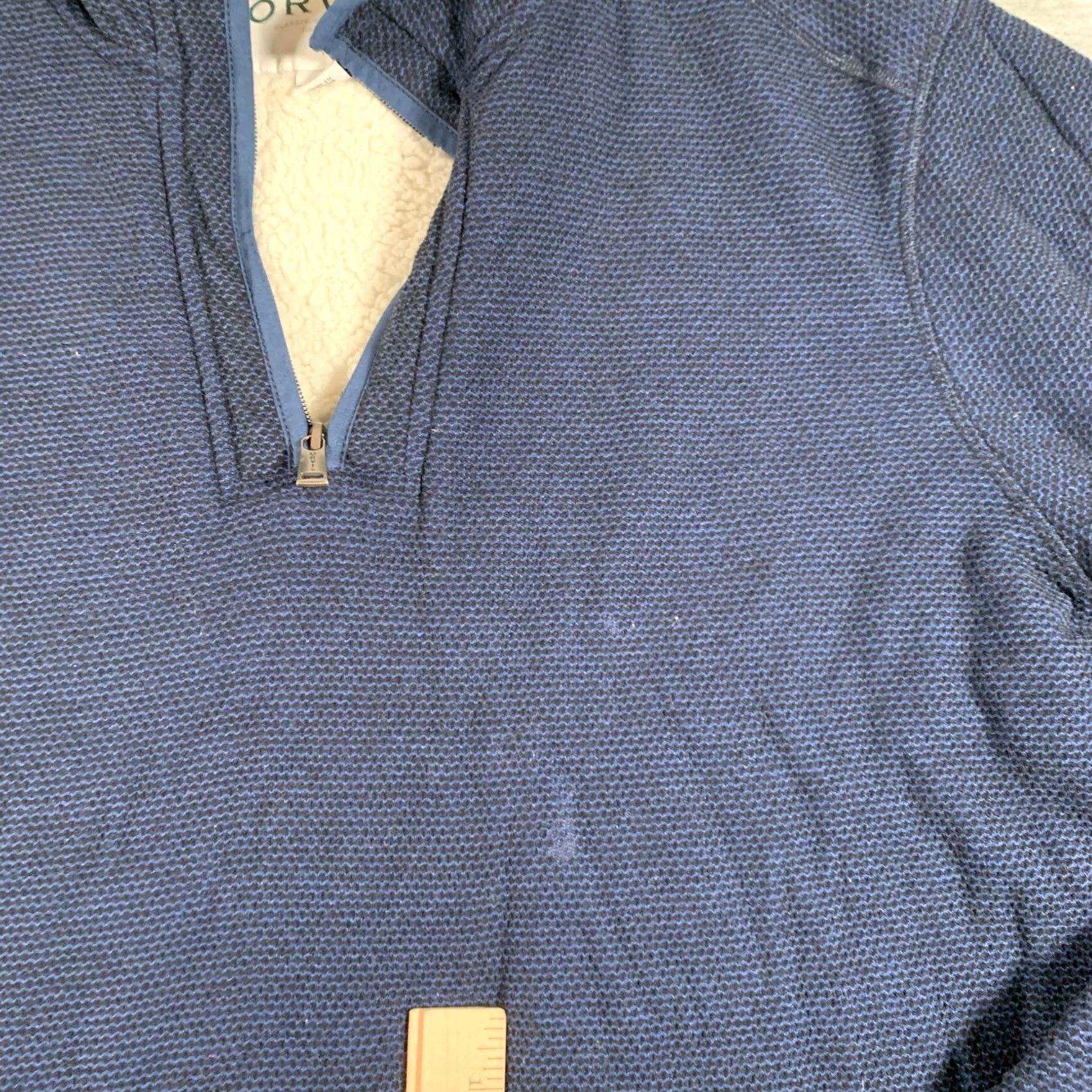 Orvis Orvis Mens Large Blue Waffle Fleece Quarter Zip Sherpa Lined Pullover Sweater Size US L / EU 52-54 / 3 - 3 Thumbnail