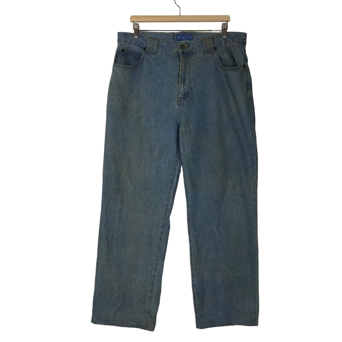 Kansai Yamamoto 🔥 1980s KANSAI YAMAMOTO MAN DENIM JEANS Size US 39 - 2 Thumbnail