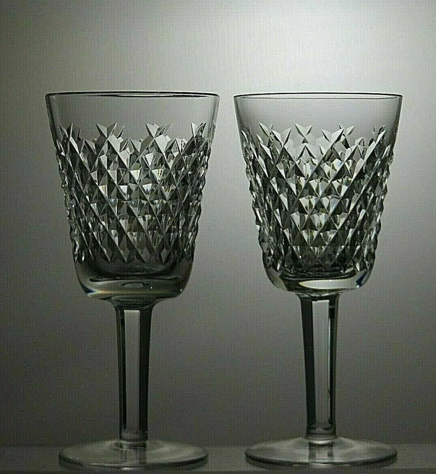 Other Pair Waterford Crystal Alana Cut Wine Glasses Signed 5 1/2" Size ONE SIZE - 3 Thumbnail