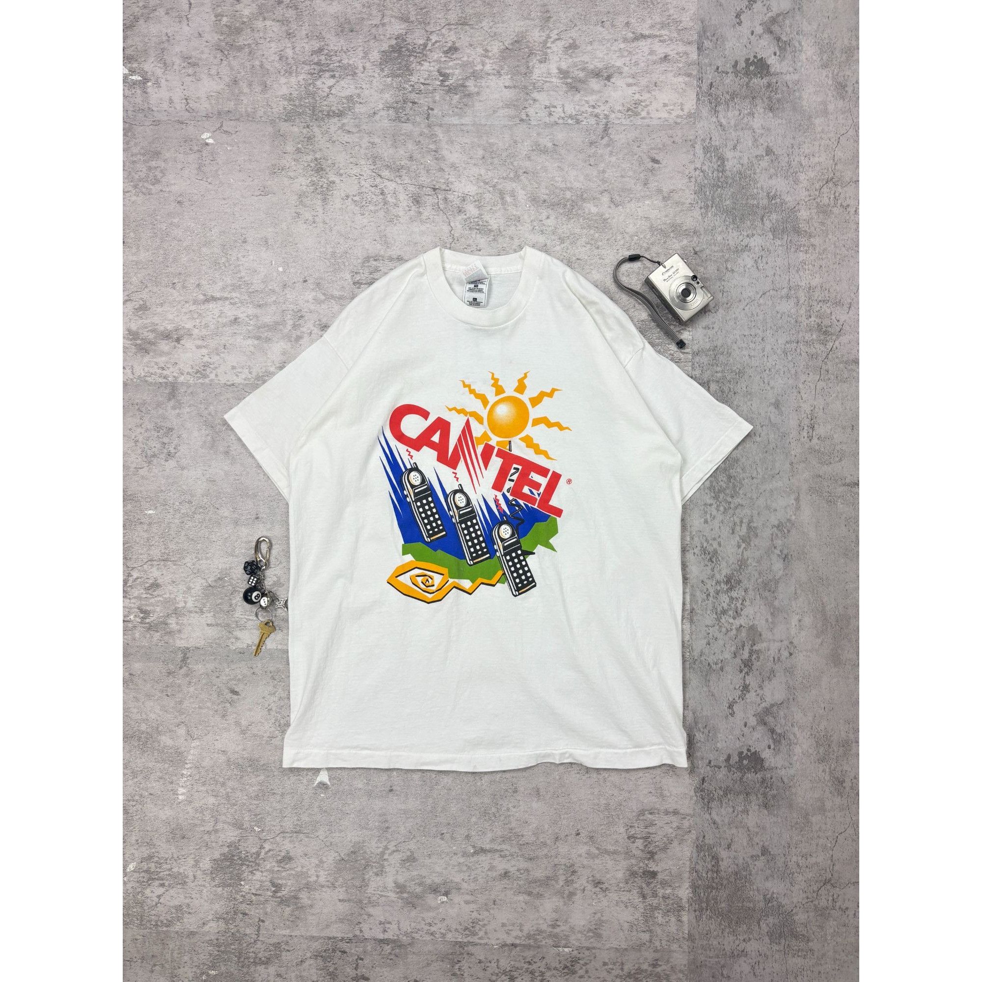 Fruit Of The Loom Vintage 90s Cantel Graphic T Size US XL / EU 56 / 4 - 1 Thumbnail