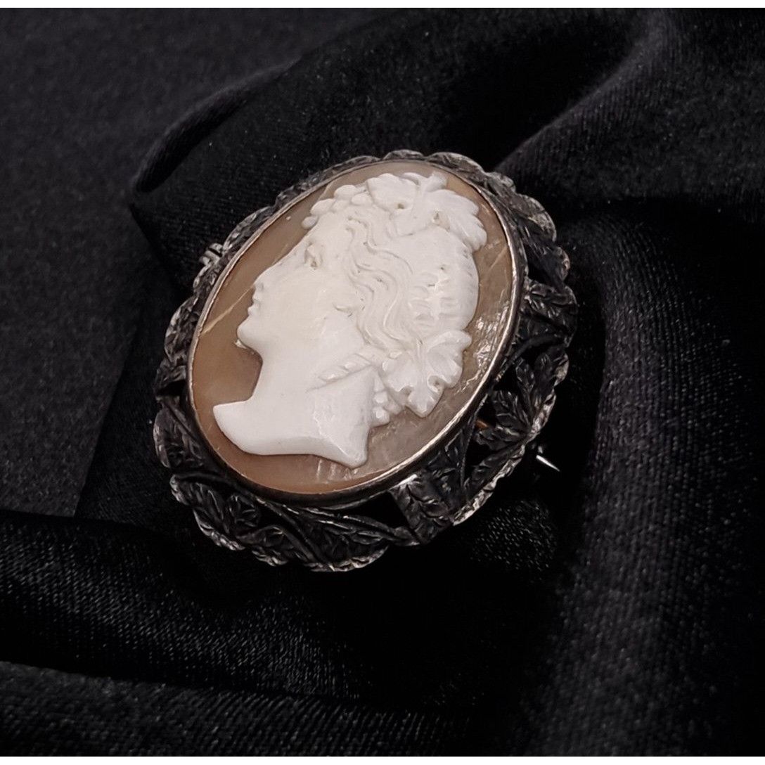 Vintage Antique Victorian Shell Cameo Brooch With Intricate Sterling Size ONE SIZE - 3 Thumbnail