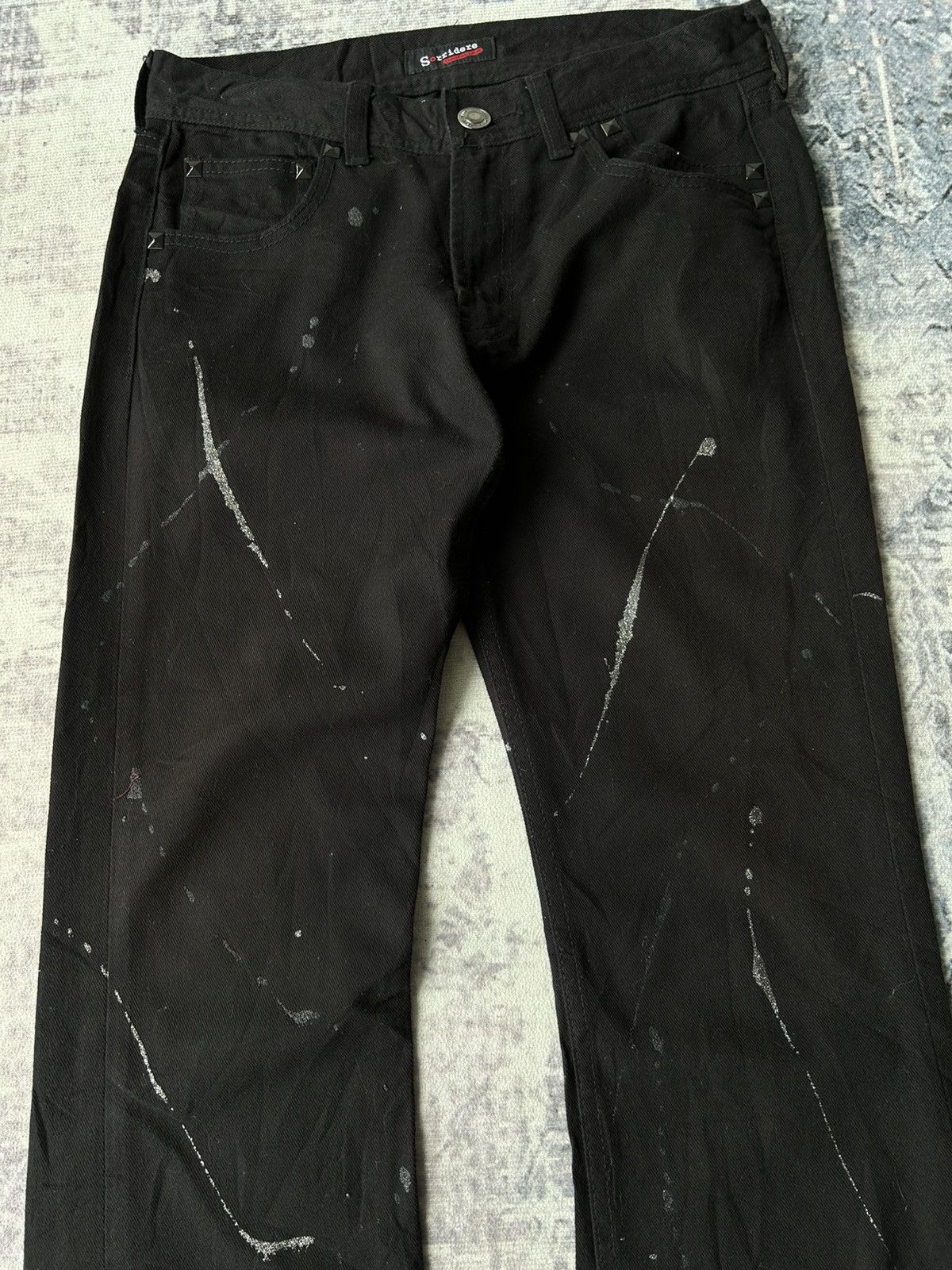 If Six Was Nine Flared Painter Black Punk Jeans Size US 28 / EU 44 - 9 Thumbnail